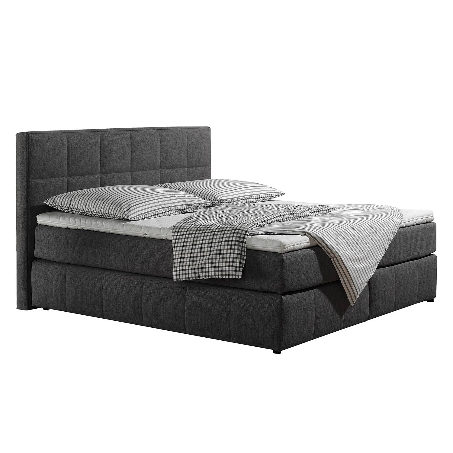 goedkoop Boxspringbed Lifford structuurstof 140 x 200cm H3 vanaf 80kg Bonell binnenveringmatras Antraciet Monaco