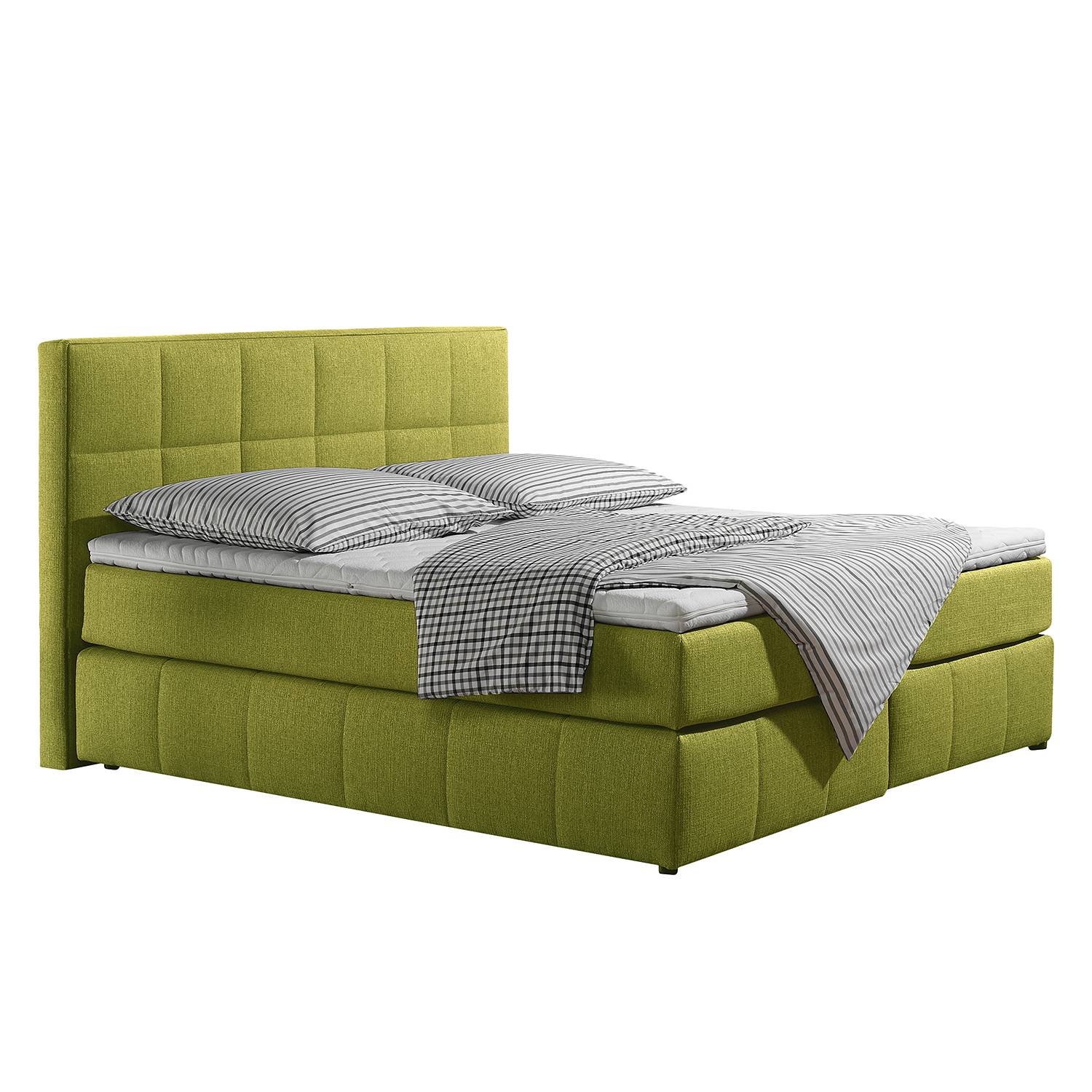 home24 loftscape Boxspringbett Lifford 160x200 cm Strukturstoff Lemon mit Matratze Modern