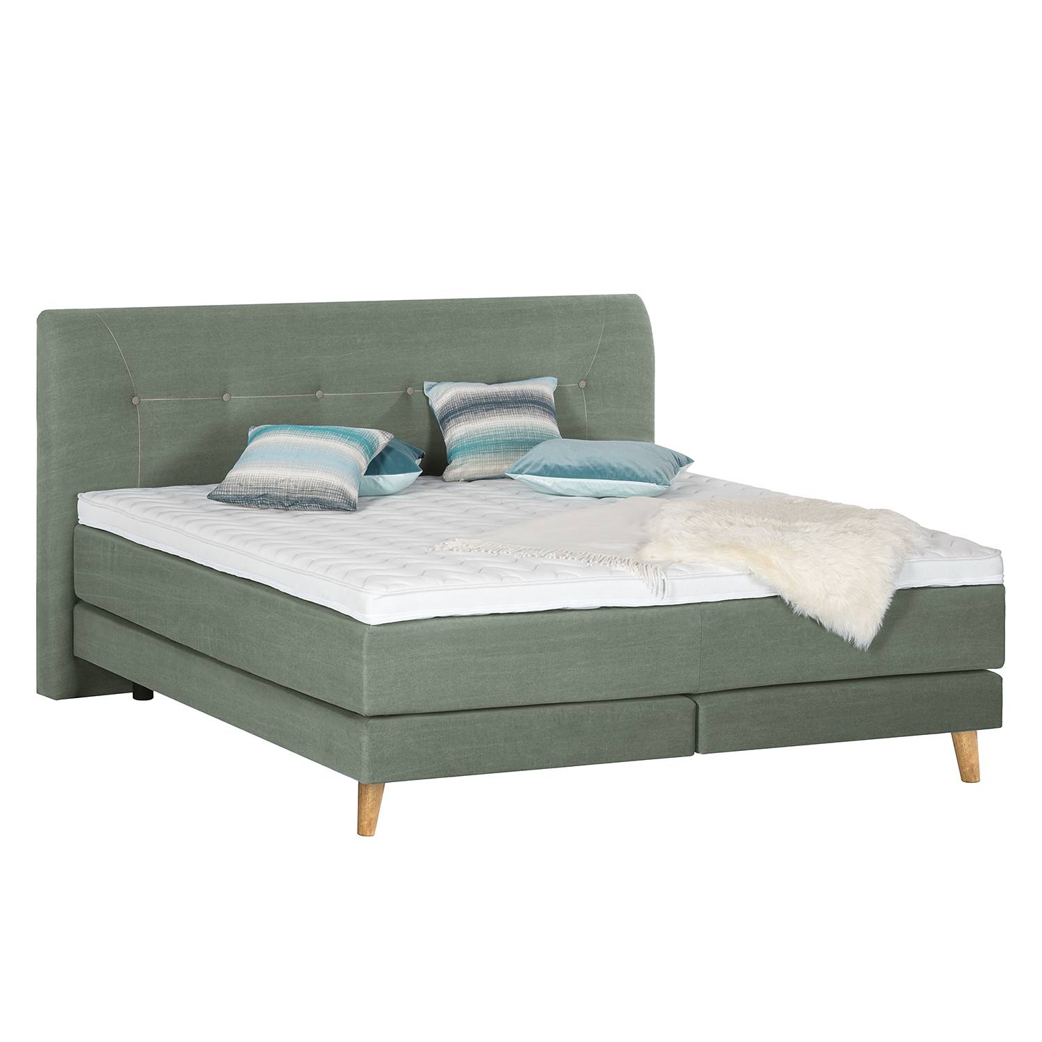 goedkoop Boxspring Mälby geweven stof 160 x 200cm Kaki Morteens