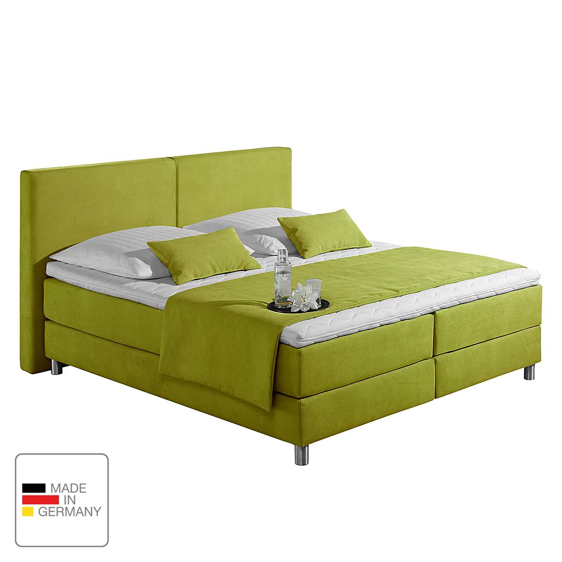 goedkoop Boxspring Nilan geweven stof 100 x 200cm H2 tot 80kg Ton pocketveringmatras Limegroen Monaco