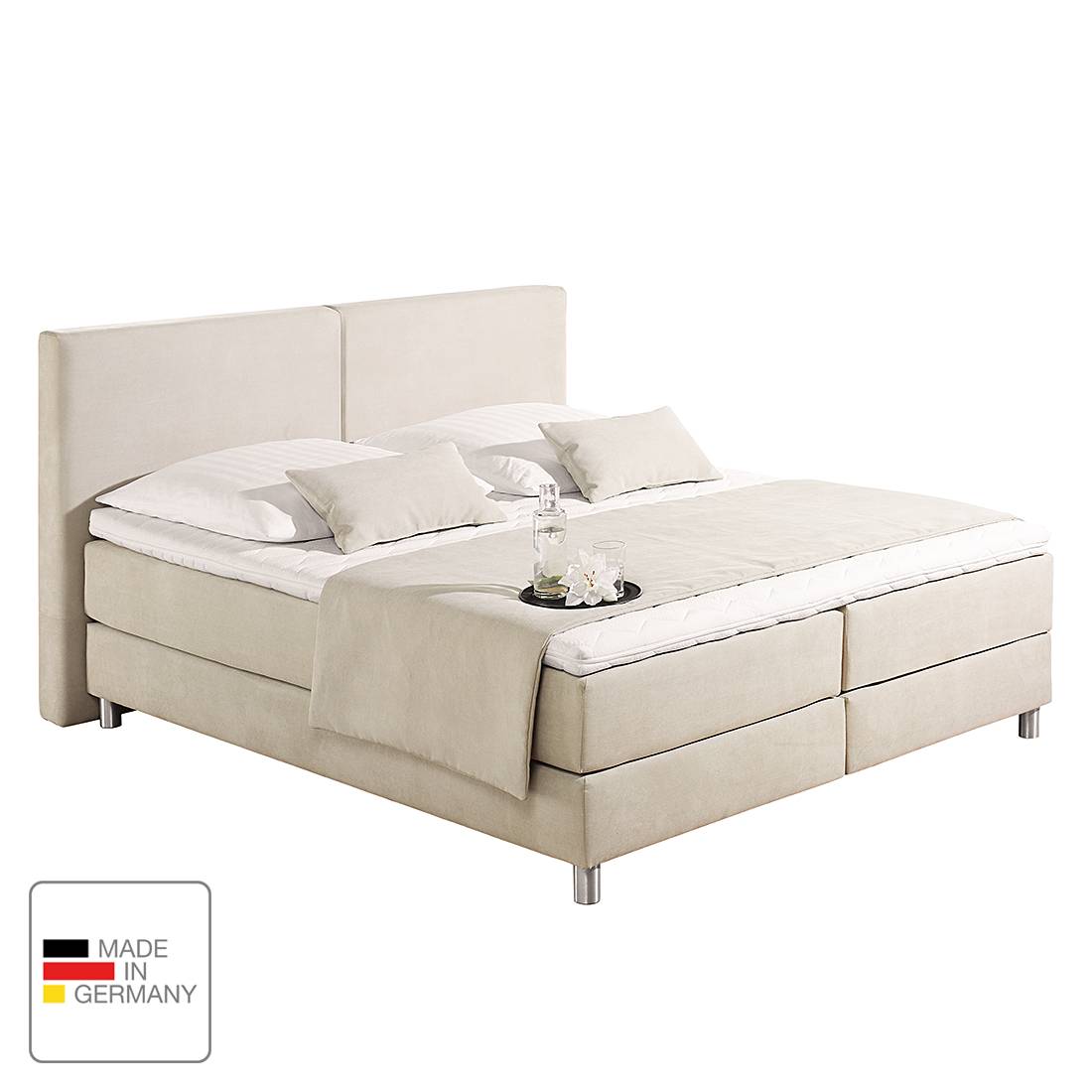 goedkoop Boxspring Nilan geweven stof 160 x 200cm H2 tot 80kg Koudschuimmatras Ecrú Monaco
