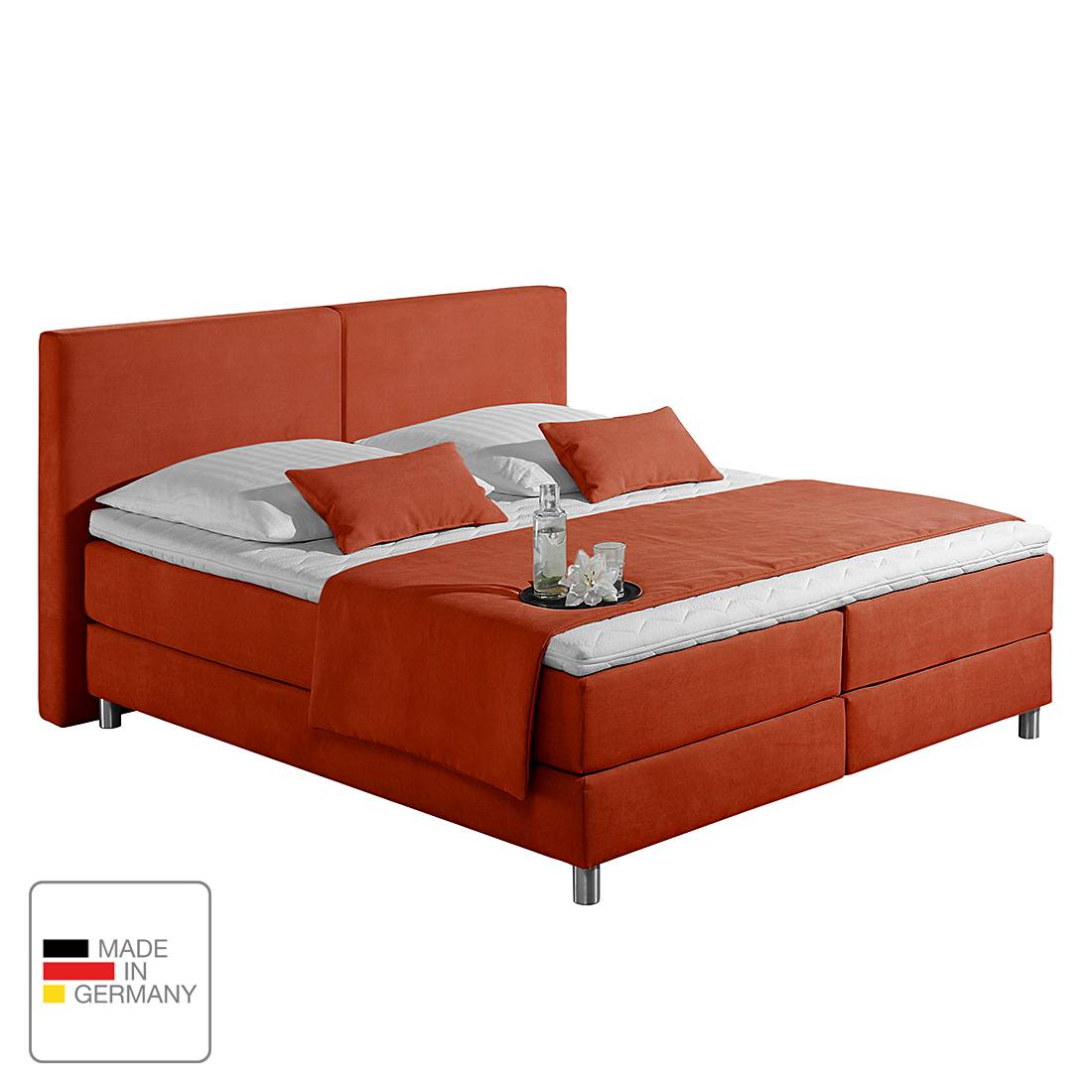 goedkoop Boxspring Nilan geweven stof 160 x 200cm H3 vanaf 80kg Ton pocketveringmatras Terracotta Monaco