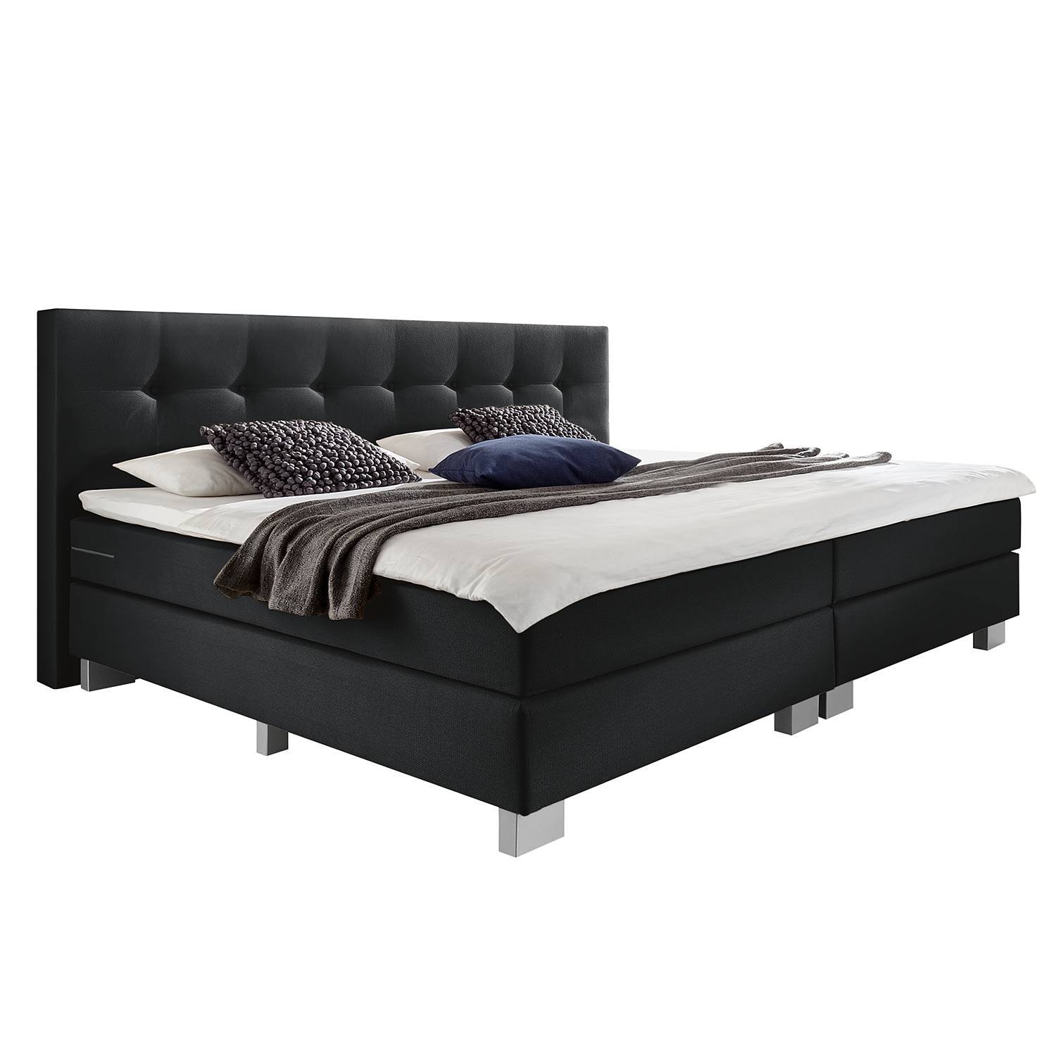 goedkoop Boxspring Royal Night structuurstof 200 x 200cm H3 vanaf 80kg Zwart loftscape