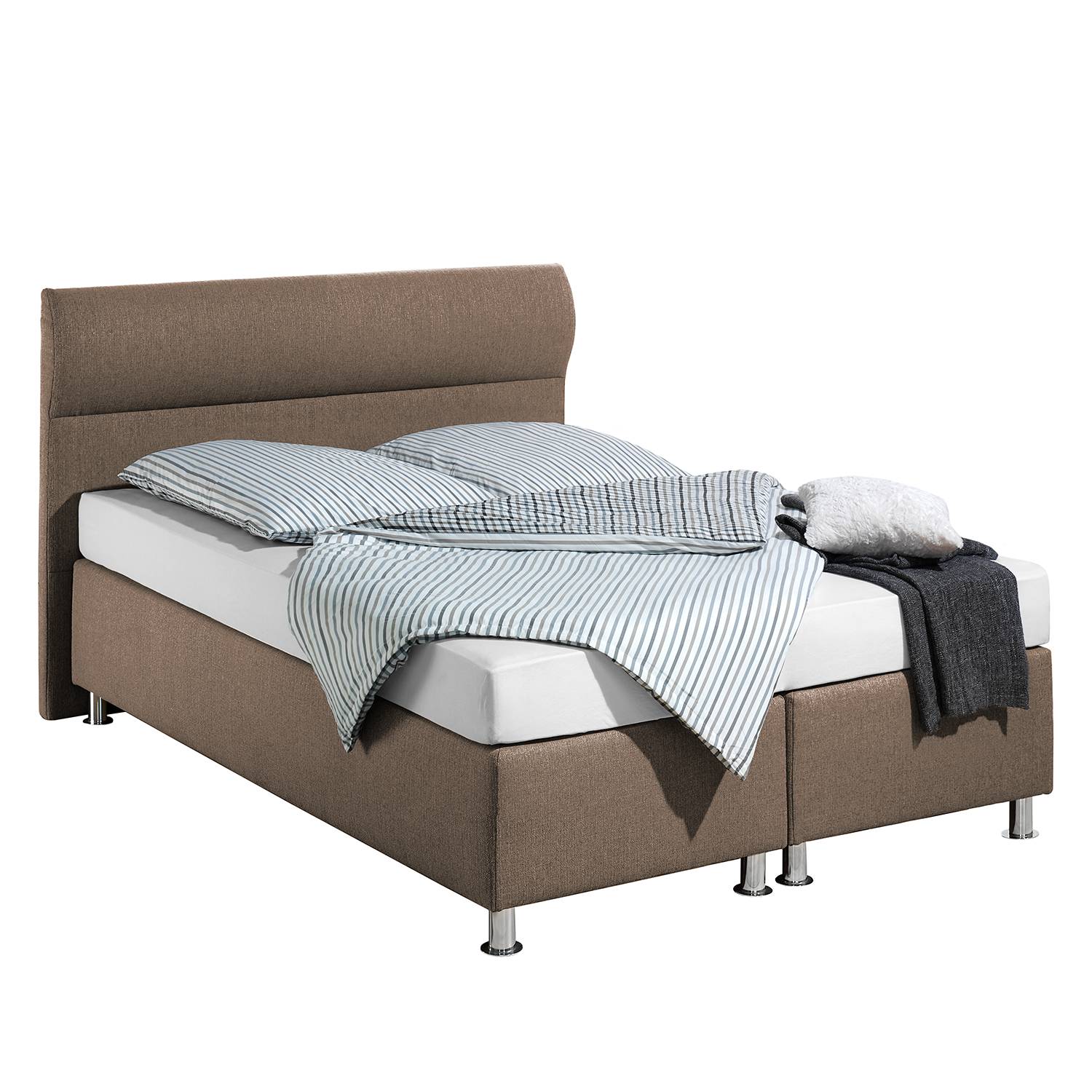 goedkoop Boxspring Salmi structuurstof 140 x 200cm H3 vanaf 80kg Bonell binnenveringmatras Bruin Monaco
