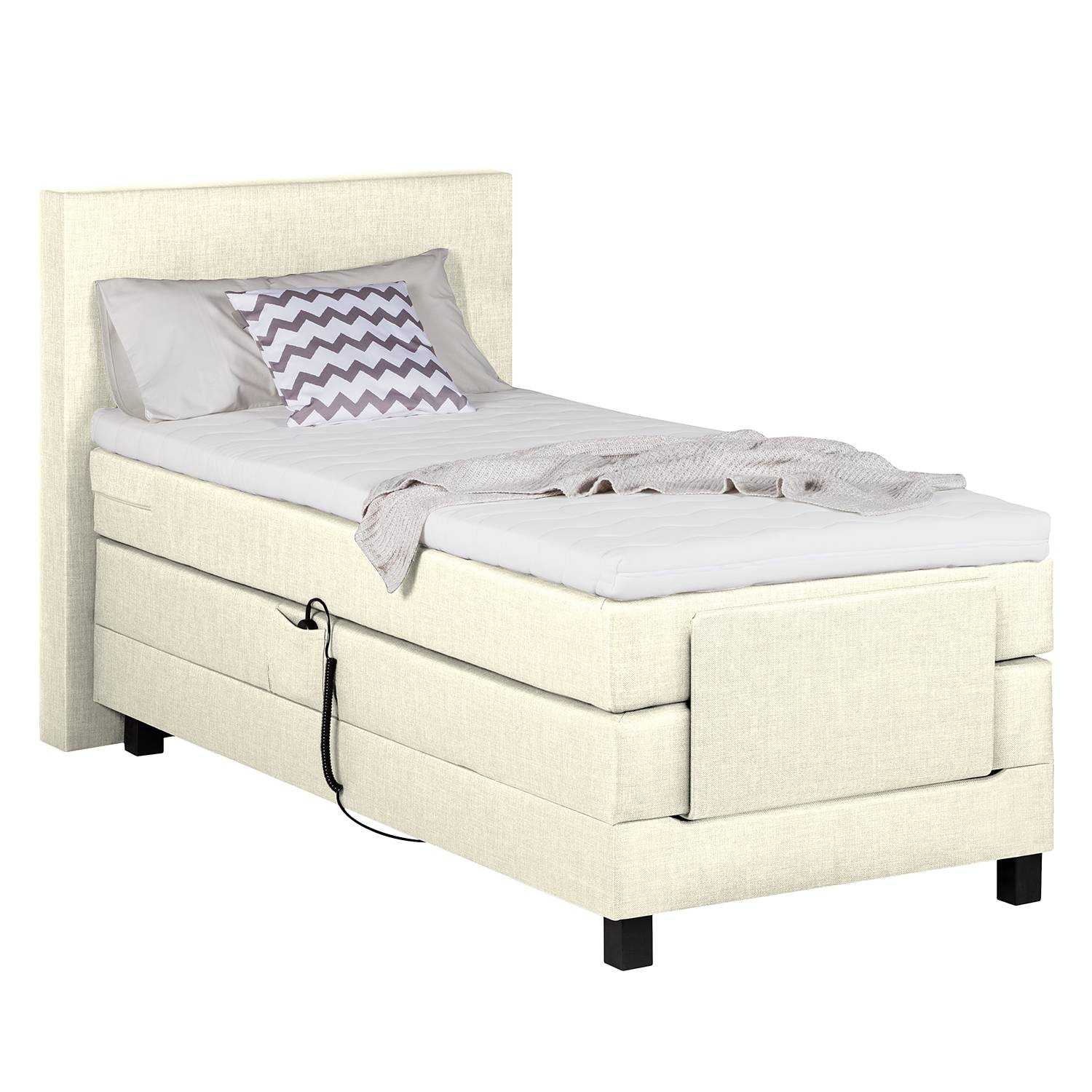goedkoop Boxspring Premium Night motorisch verstelbaar 100 x 200cm H3 vanaf 80kg Crème Grand Selection