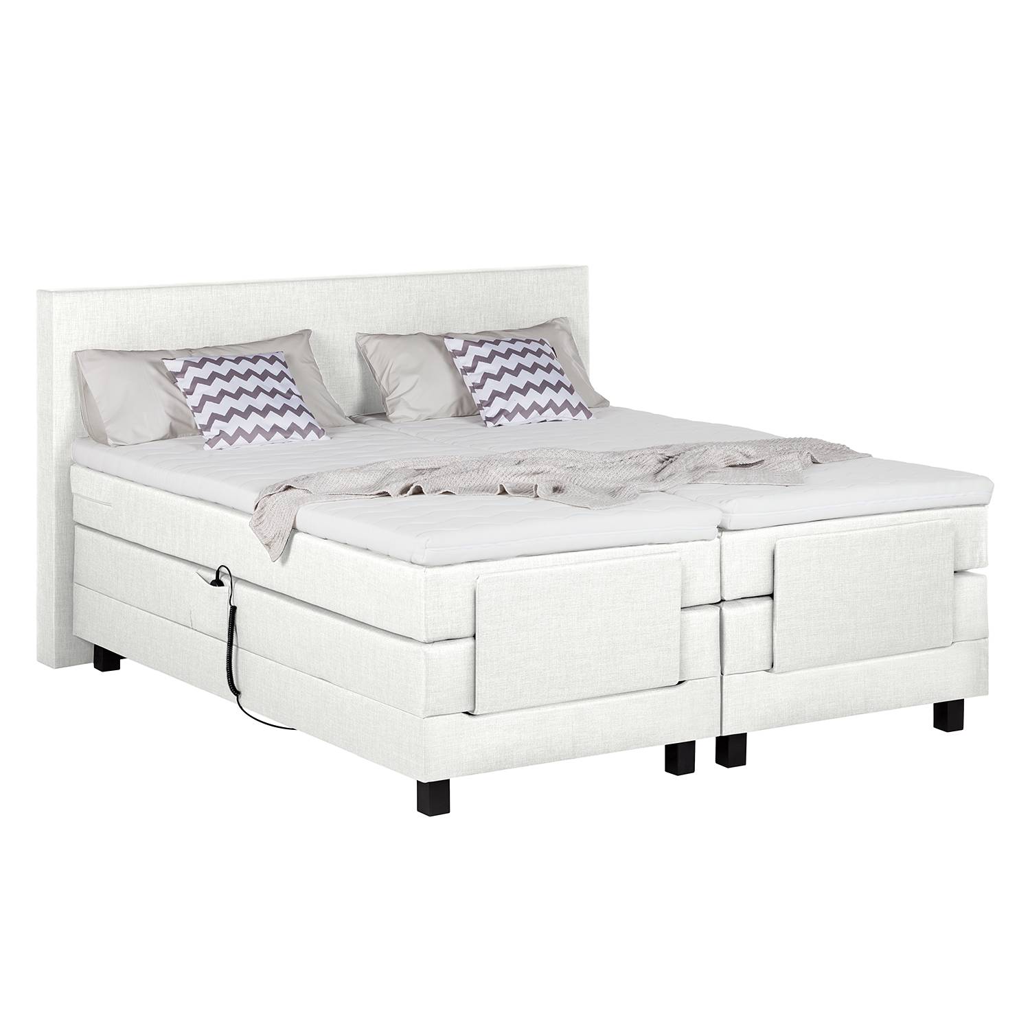 goedkoop Boxspring Premium Night motorisch verstelbaar 160 x 200cm H3 vanaf 80kg Helder wit Grand Selection