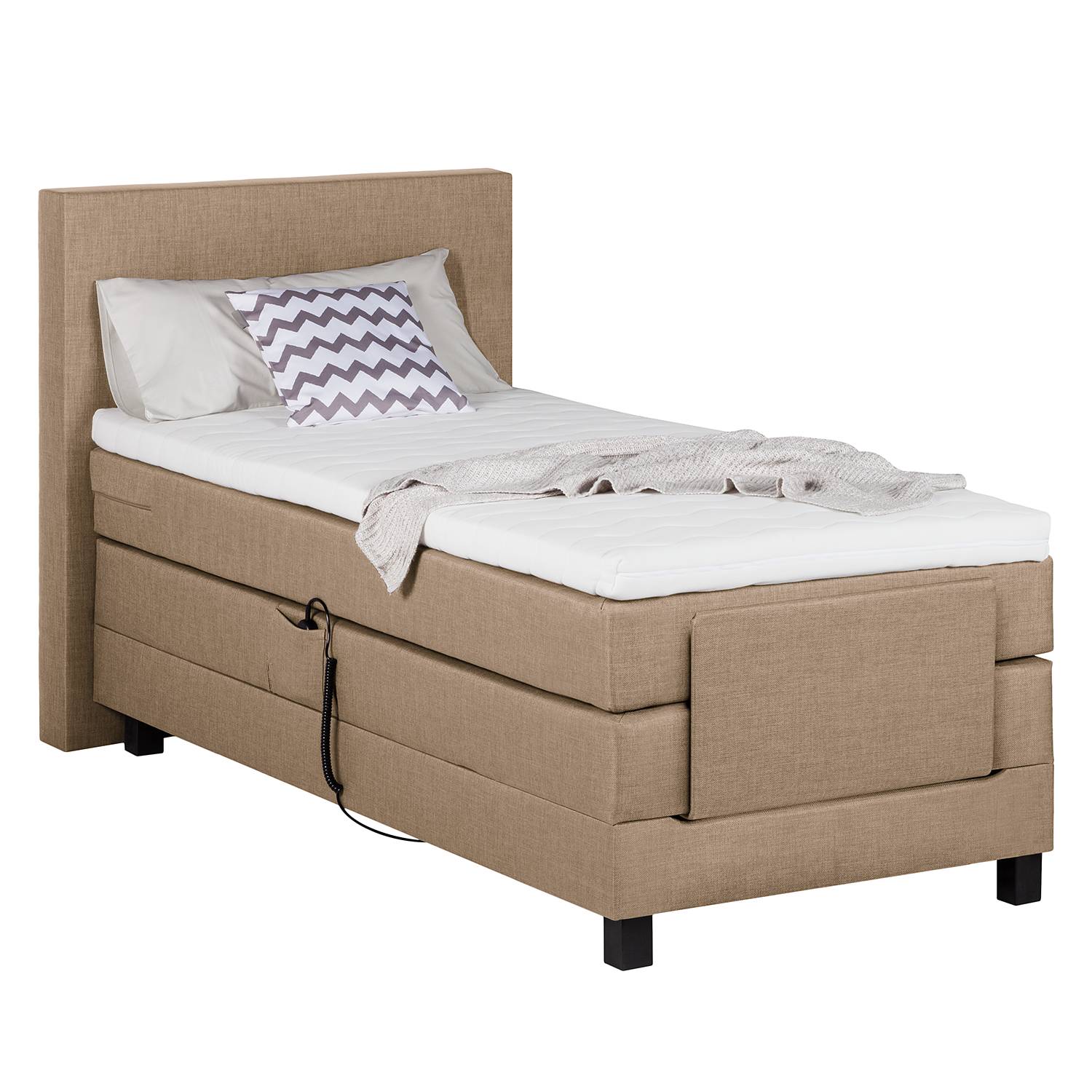 goedkoop Boxspring Platinum Night motorisch verstelbaar 100 x 200cm H3 vanaf 80kg Gemêleerd beige loftscape