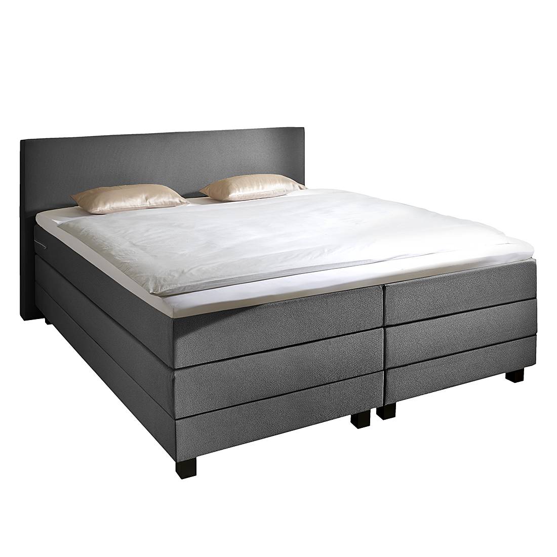 goedkoop Boxspring Senta inclusief viscosetopper van geweven stof 140 x 200cm H2 tot 80kg Grijs Fredriks