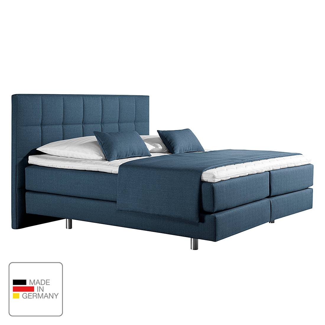 goedkoop Boxspring Tevin geweven stof 160 x 200cm H2 tot 80kg Ton pocketveringmatras Jeansblauw Monaco