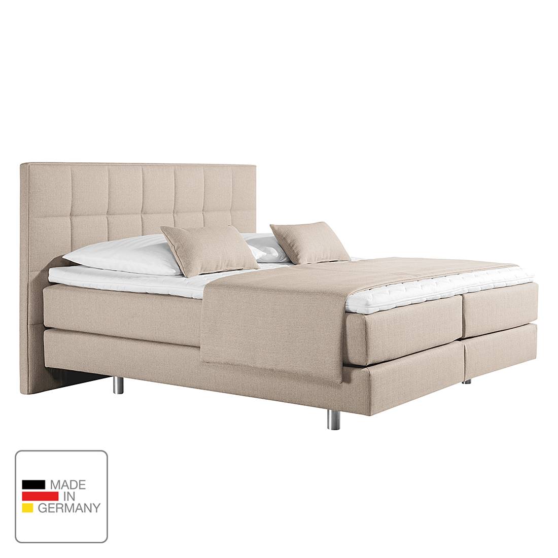 goedkoop Boxspring Tevin geweven stof 180 x 200cm H3 vanaf 80kg Koudschuimmatras Beige Monaco