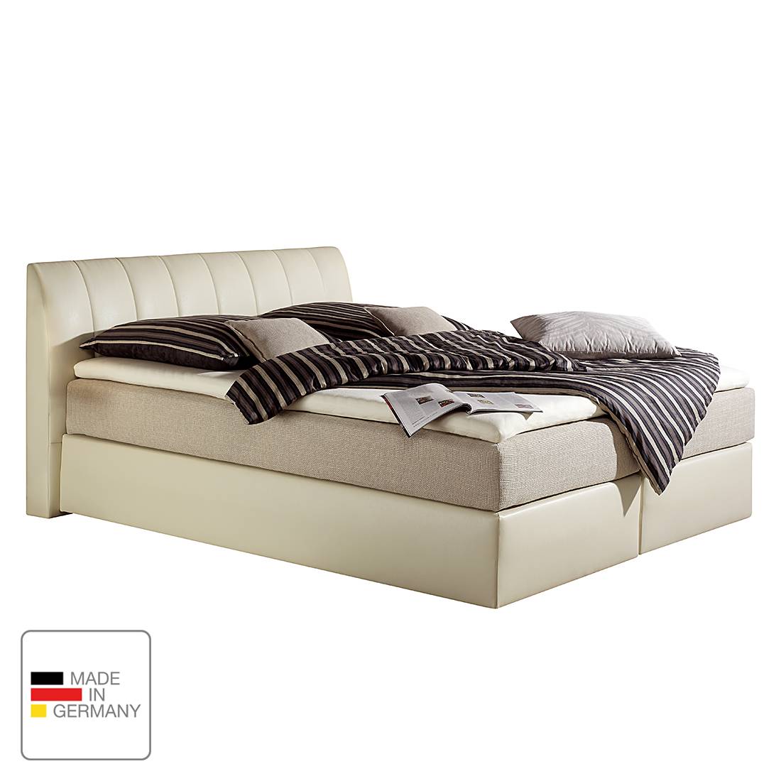 goedkoop Boxspring Valea structuurstof 180 x 200cm H2 tot 80kg Ton pocketveringmatras Beige Monaco