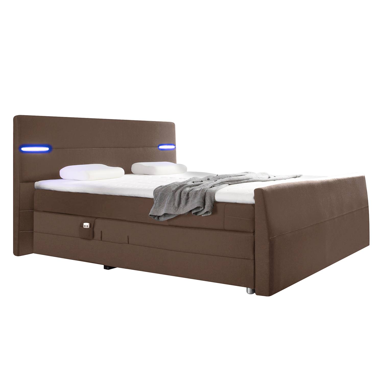 goedkoop energie A+ Boxspring Yamuna met elektromotor inclusief topper geweven stof Bruin Fredriks