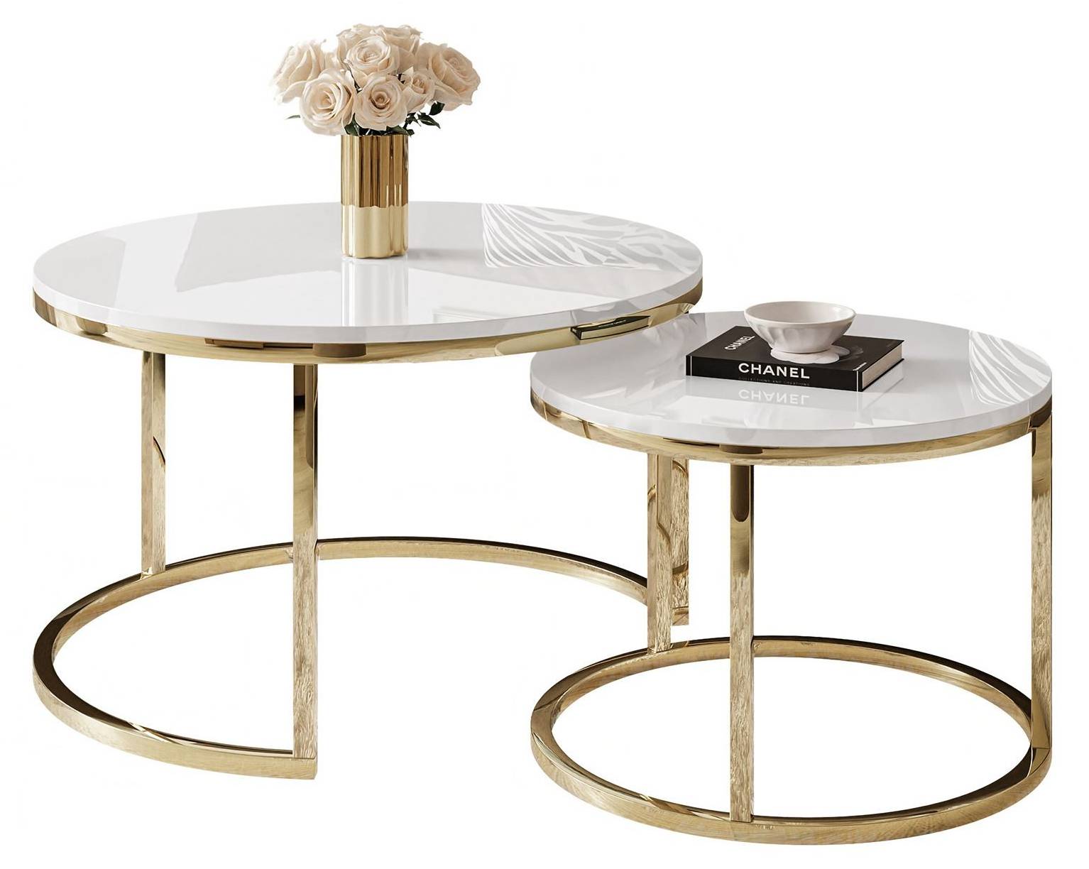 Runder Couchtisch CIRI 2in1 Gold Chrom kaufen
