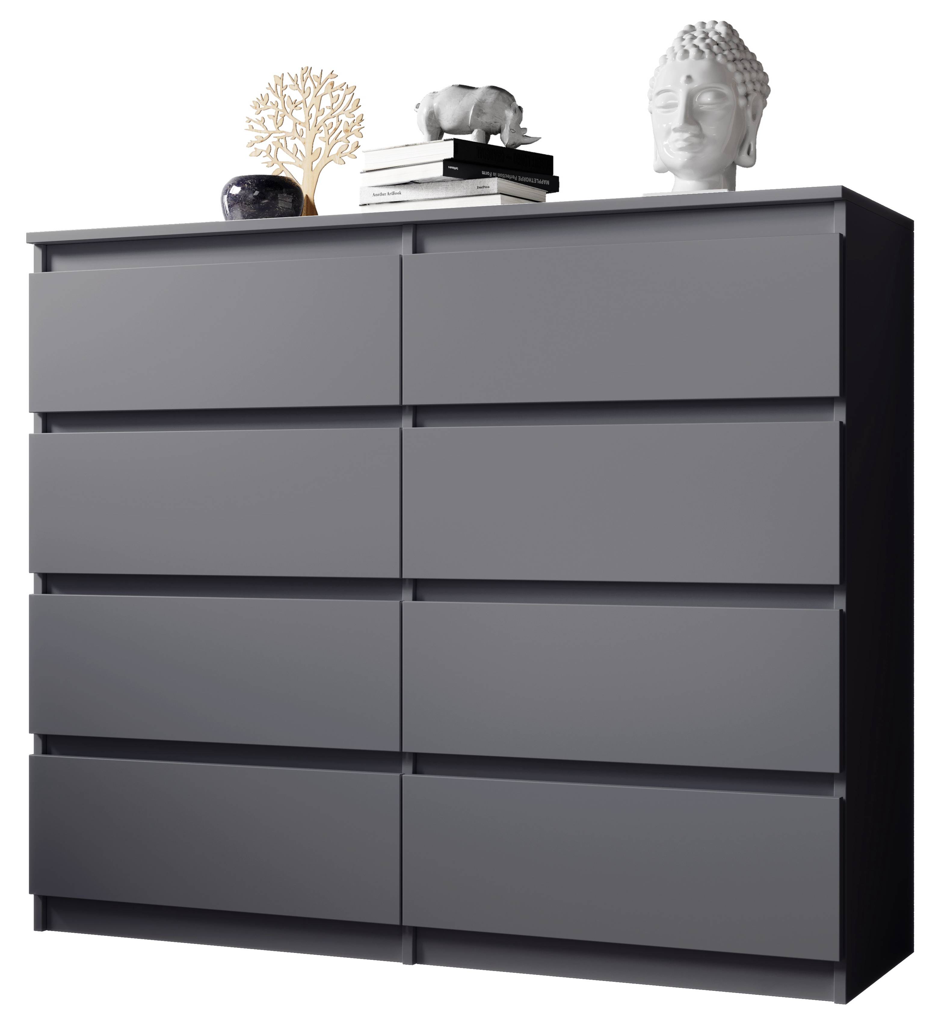 Weiße Kommode Mit 8 Schubladen - 140cm Schrank Für Schlafzimmer & Wohnzimmer