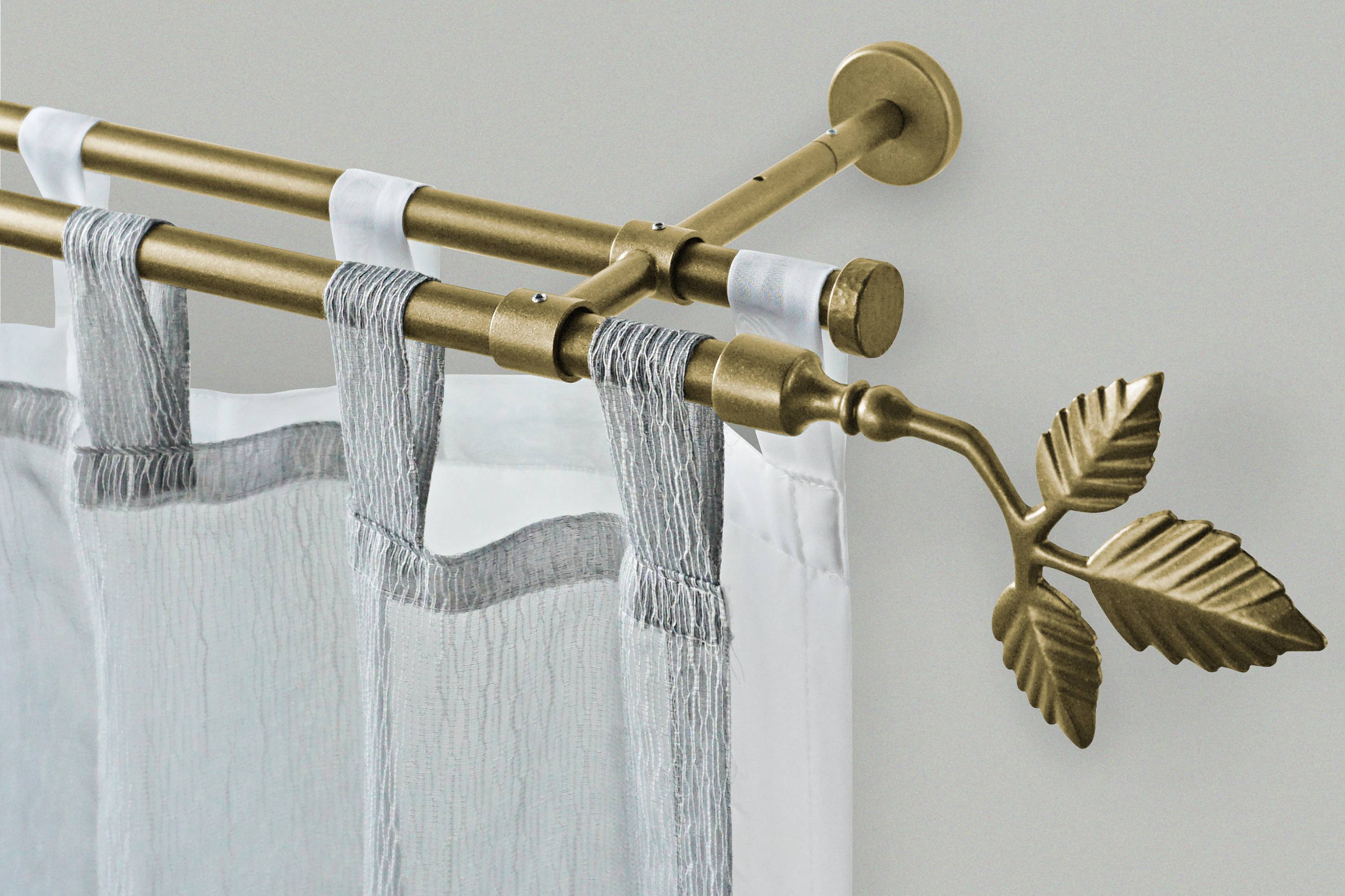Vorhangstange Mit Blättermuster-Design, 76 Cm Länge, In Grau – 2 Stück Im Set, Für Leichte Voile-Vorhänge
