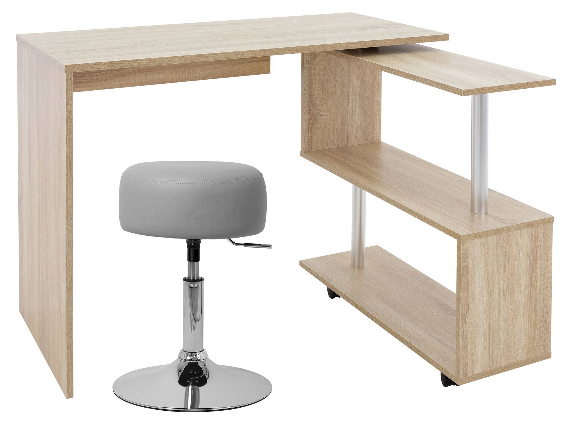 Bureau Llanes 2 niches bois/blanc, 100 cm