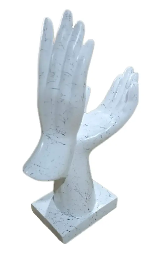 Skulptur 2 H盲nde Marmoroptik Wei脽