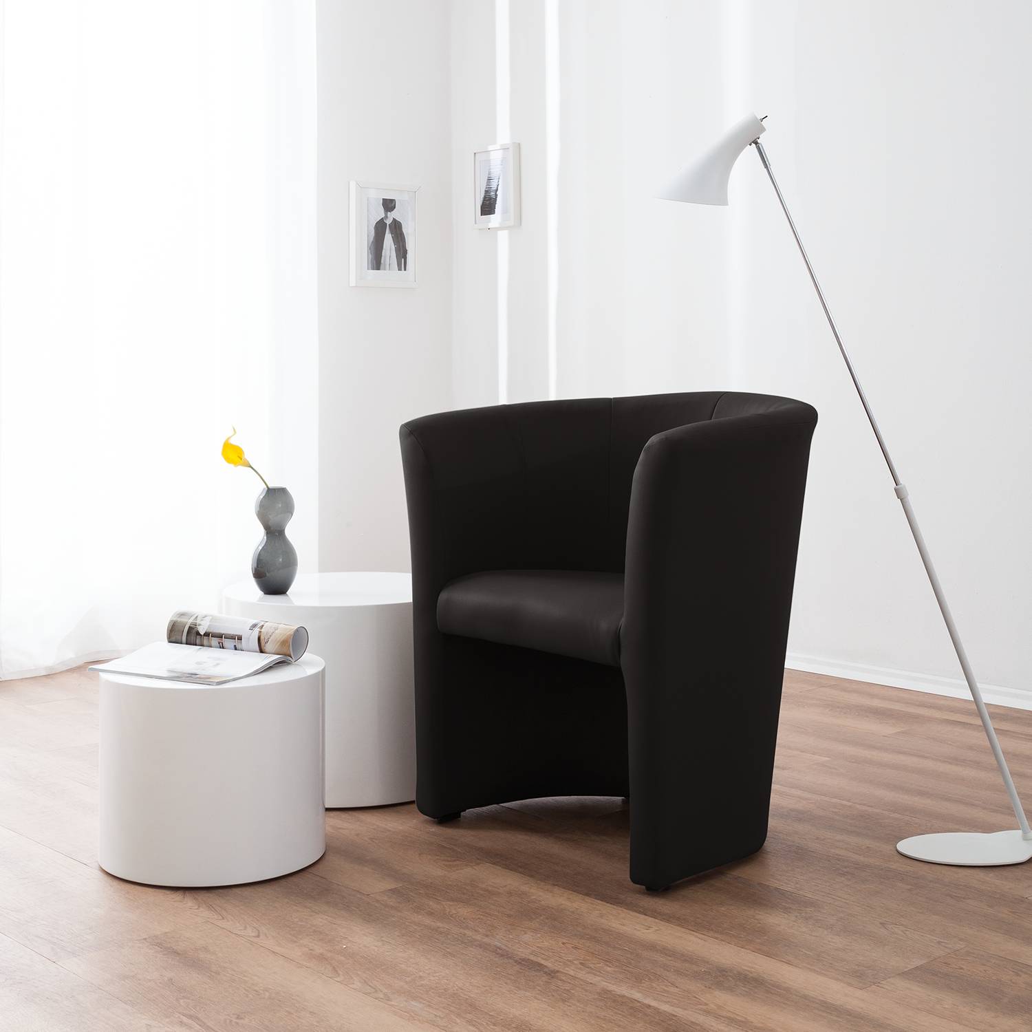 home24 mooved Cocktailsessel Sinclair Dunkelbraun Kunstleder 67x75x59 cm (BxHxT)