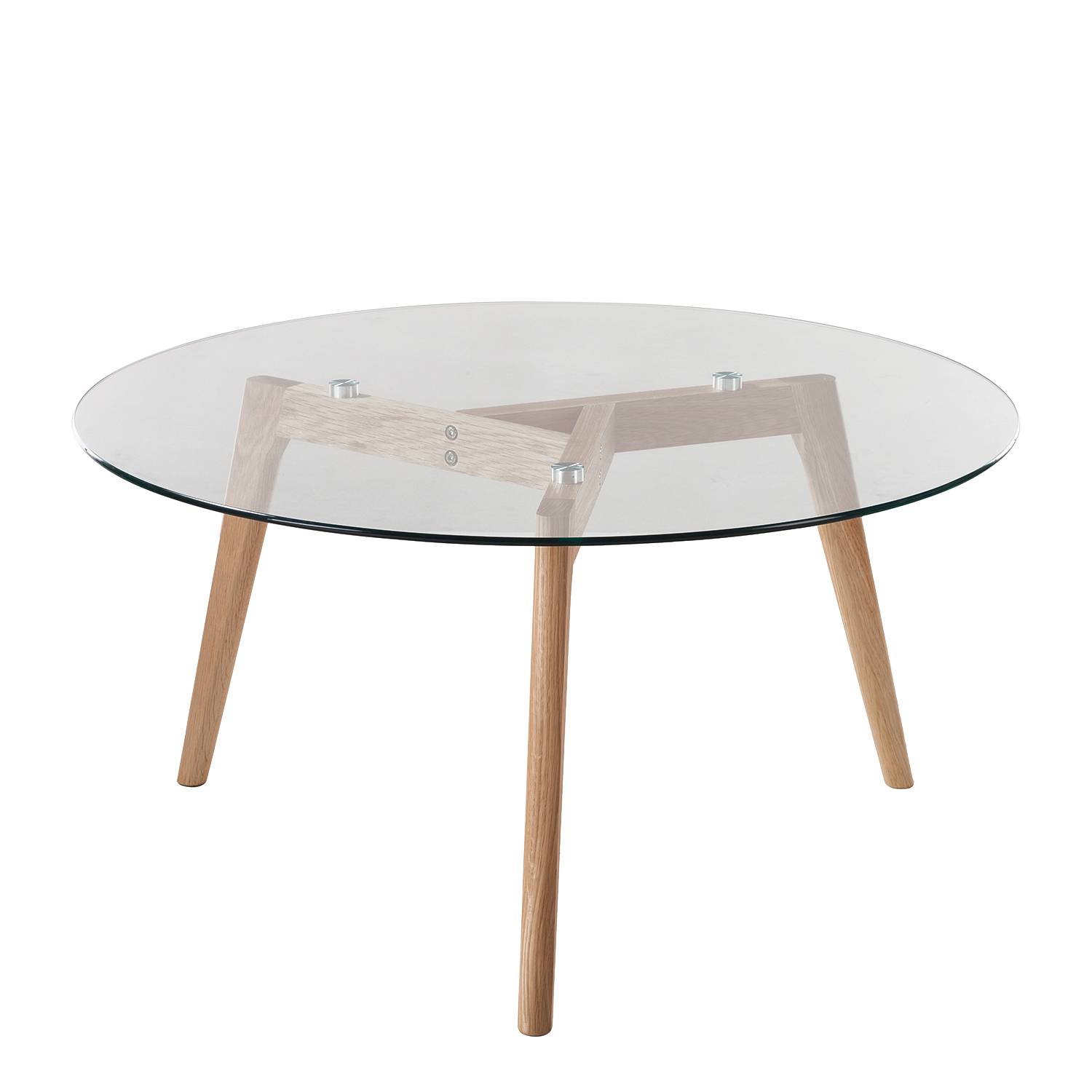 Couchtisch FORSBY - Glas / Eiche Massivholz