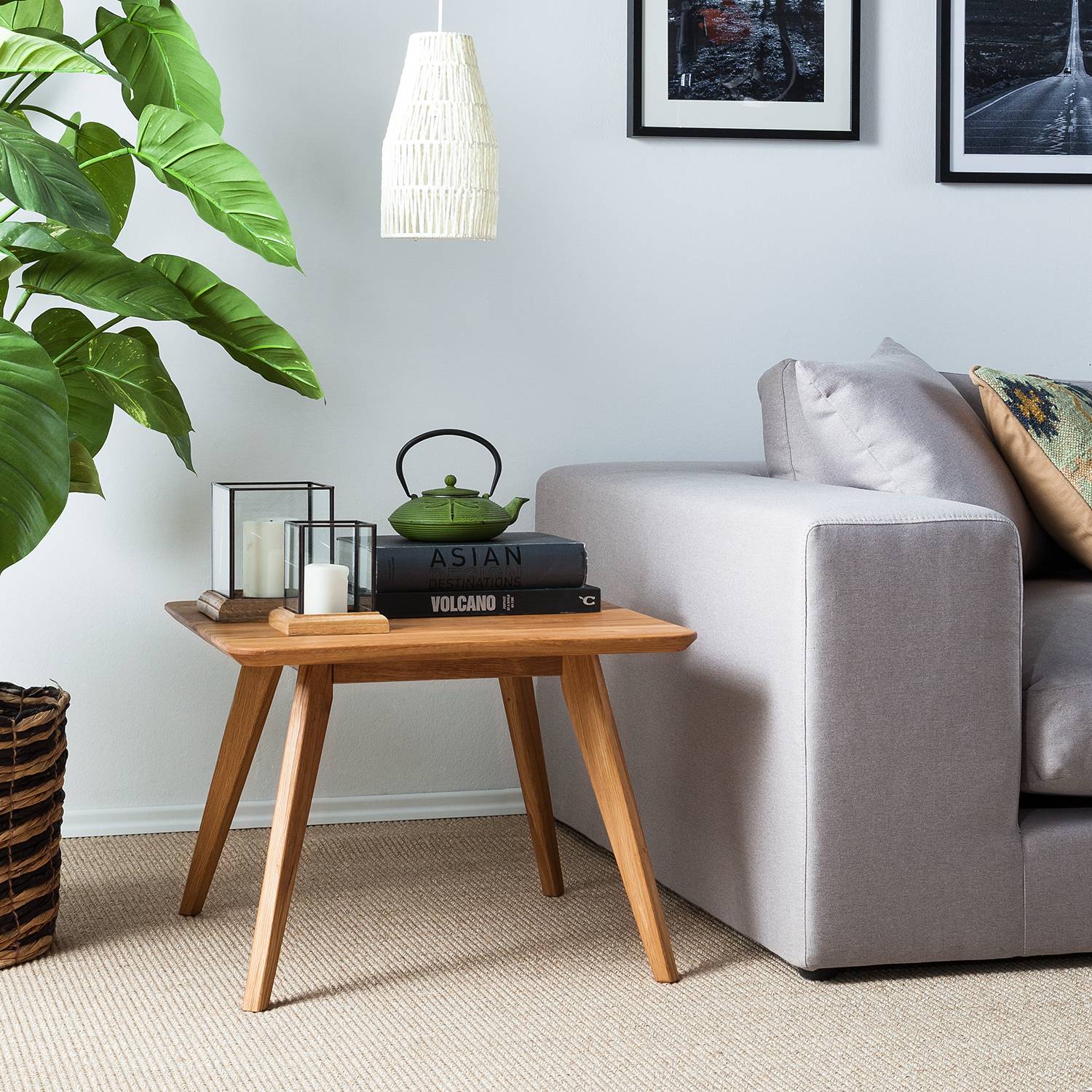 home24 Ars Natura Couchtisch NambanWOOD Massivholz Eiche Quadratisch 60x44x60 cm (BxHxT)