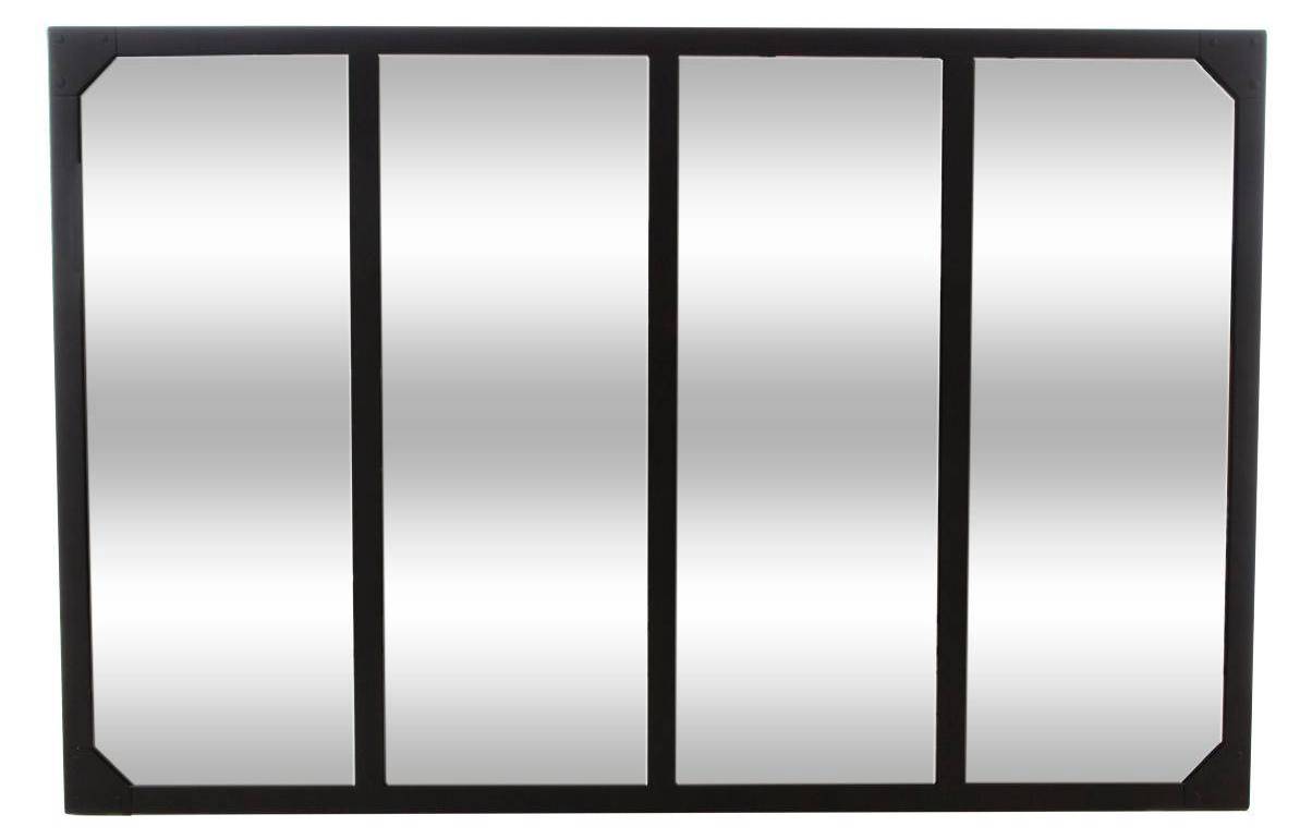 Miroir Atelier Lola Atmosphera - 116x76cm - Cadre Métal Noir - Style Industriel - Pour Salon, Chambre, Entrée