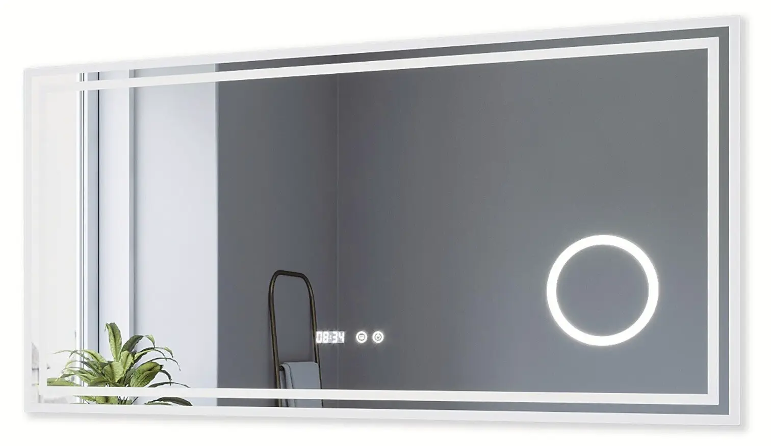 Uhr mit Badspiegel LED Kosmetikspiegel