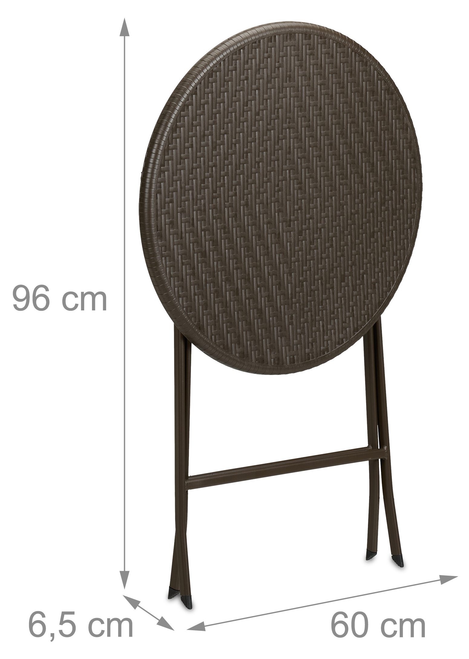 Relaxdays Gartentisch Rund – Rattanoptik, 73x60 Cm, Weiß, Wetterfest, Bis 60 Kg, Für Balkon & Terrasse