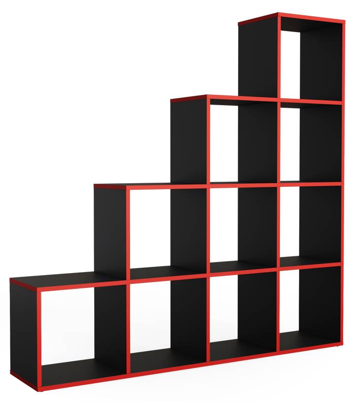 Étagère noir/rouge 10 compartiments | Je commande ! | home24