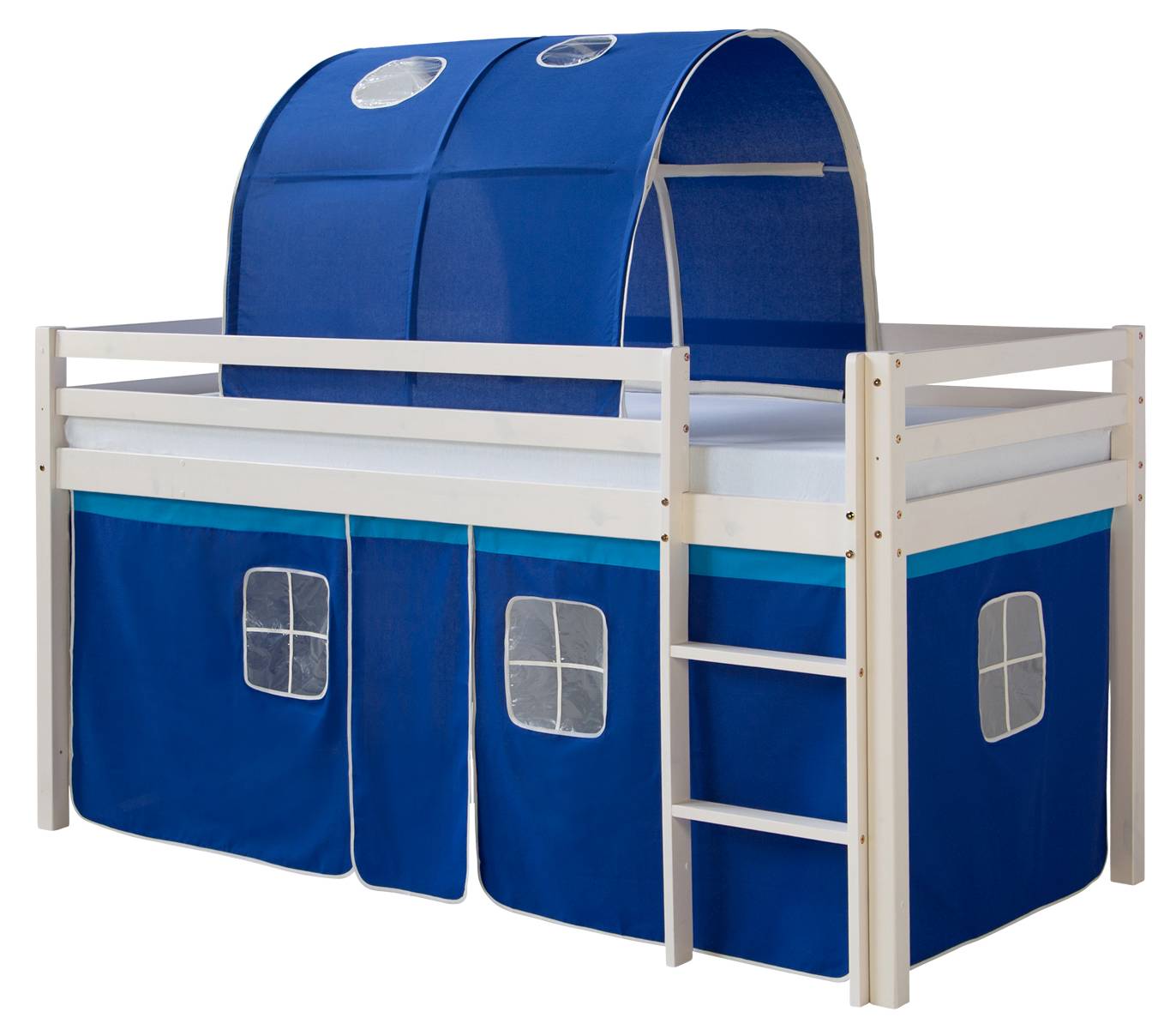 Rideaux Pour Lit Mezzanine Avec Tunnel Bleu - Polyester Durable Et Amusant Pour Enfants