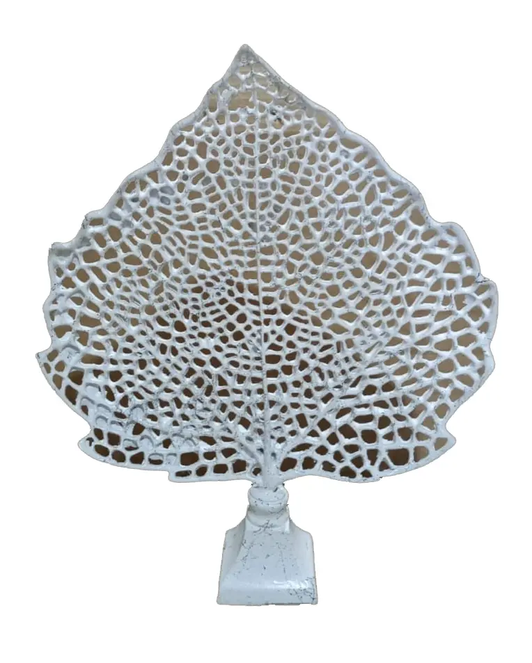 Wei脽 Skulptur Ahornblatt Marmoroptik