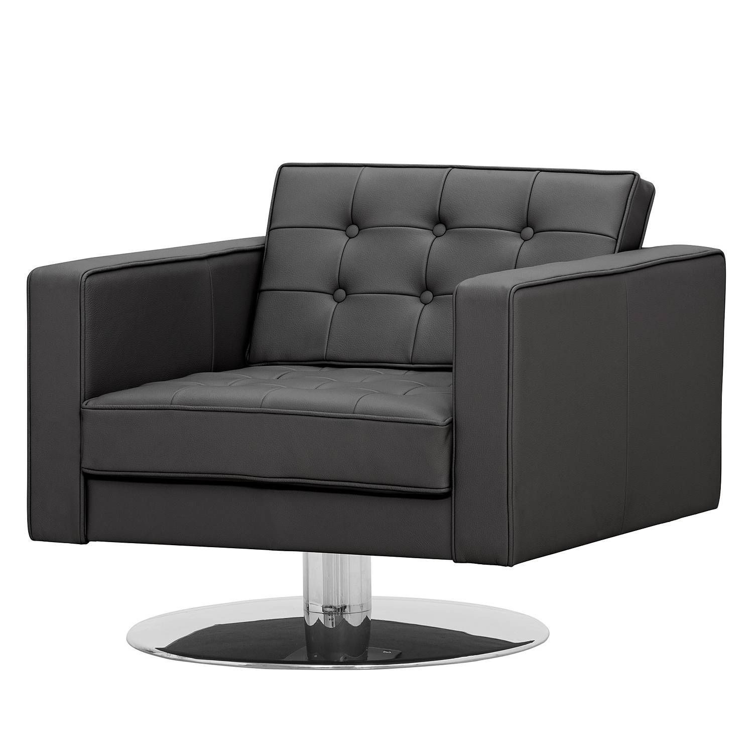 goedkoop Draaifauteuil Chelsea echt leer Echt leer Gad Antracietkleurig Fredriks