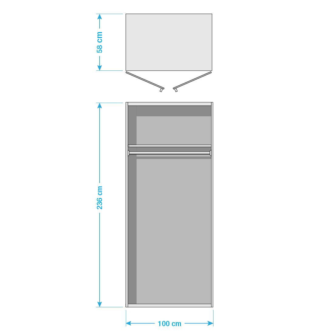 goedkoop Draaideurkast Brooklyn III wit wit gelakt 100cm 2 deurs 236cm Express Mobel