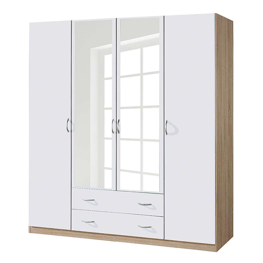 goedkoop Draaideurkast Case III alpinewit Sonoma eikenhouten look kastbreedte 91cm 2 deurs Rauch Packs