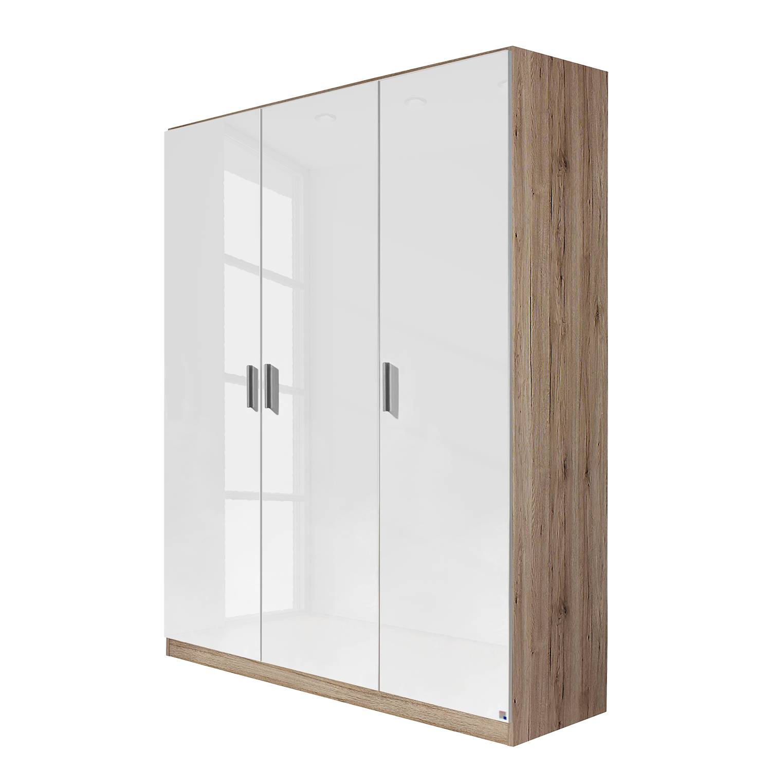 goedkoop Draaideurkast Celle Hoogglans wit Lichte San Remo eikenhouten look 136cm 3 deurs Rauch Packs