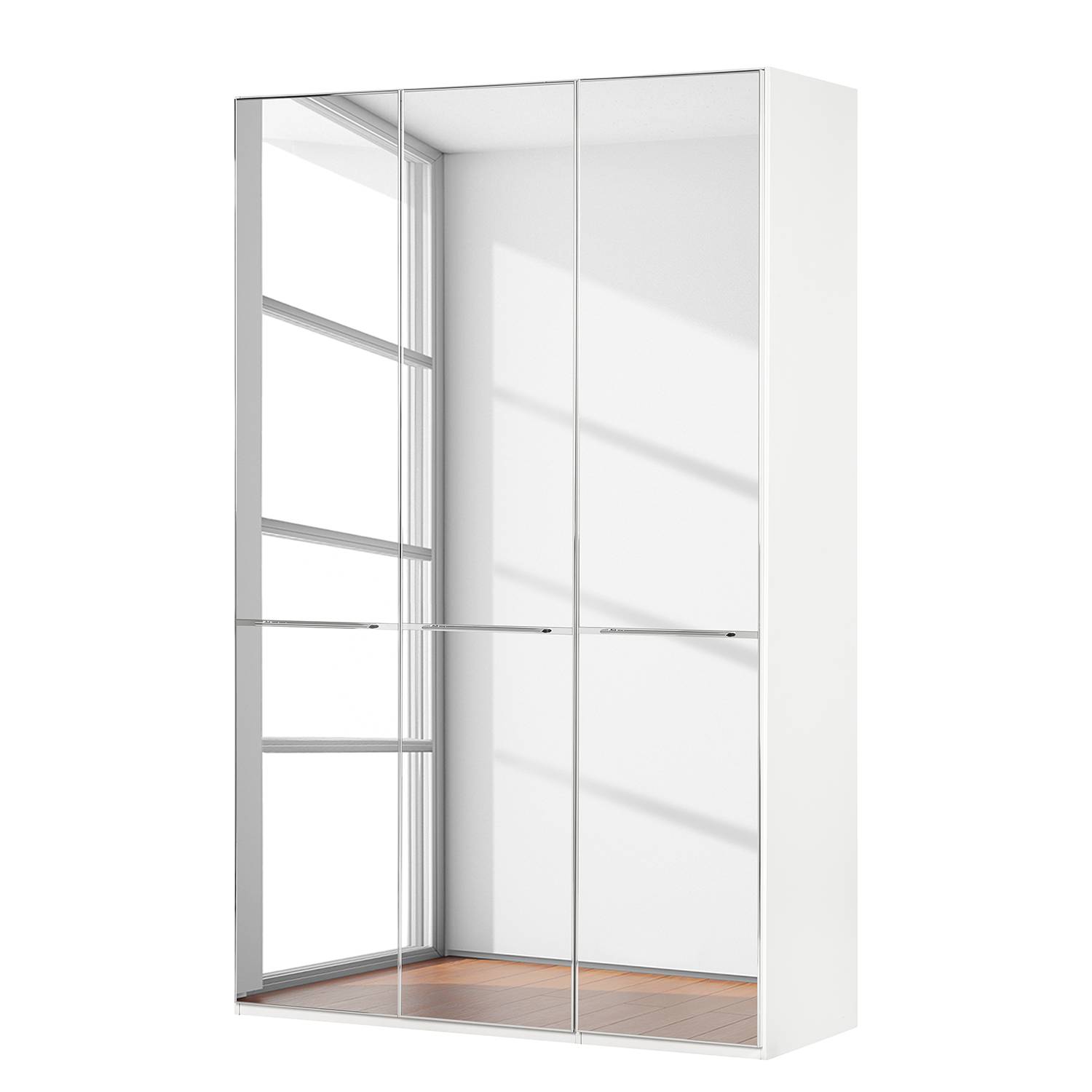 goedkoop Draaideurkast Chicago I Wit glas spiegelglas 150cm 3 deurs 216cm Wiemann