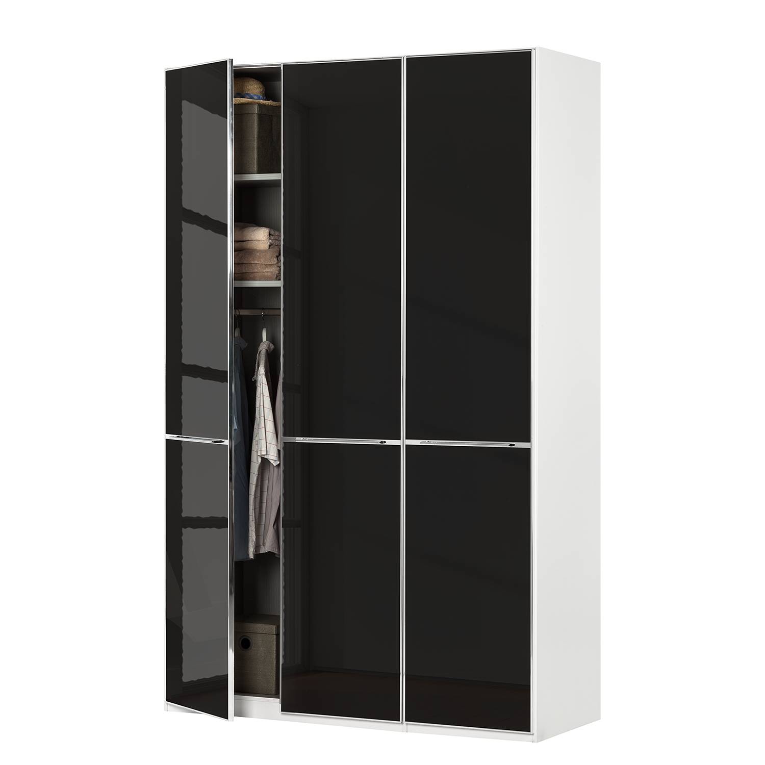 goedkoop Draaideurkast Chicago I Wit zwart glas 150cm 3 deurs 236cm Wiemann