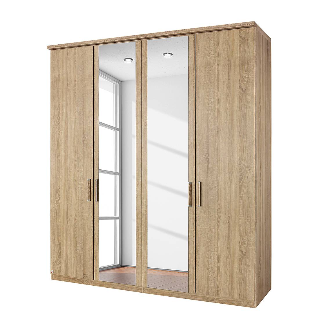 goedkoop Draaideurkast Evelyn I Sonoma eikenhouten look Zonder verlichting 300cm 6 deurs 223cm Met kroonlijst Rauch Dialog
