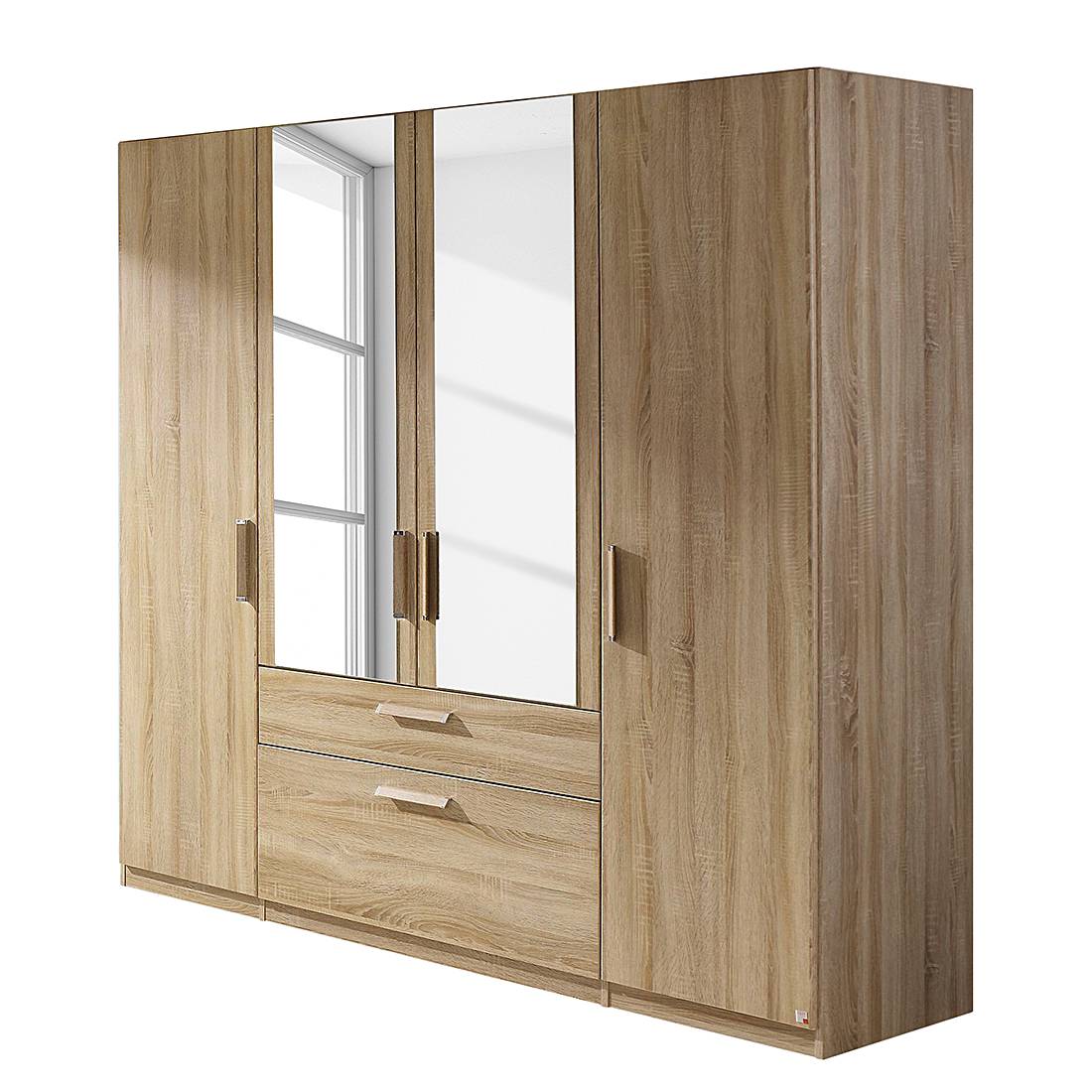 goedkoop Draaideurkast Evelyn II Sonoma eikenhouten look Zonder verlichting 201cm 4 deurs 197cm Zonder kroonlijst Rauch Dialog