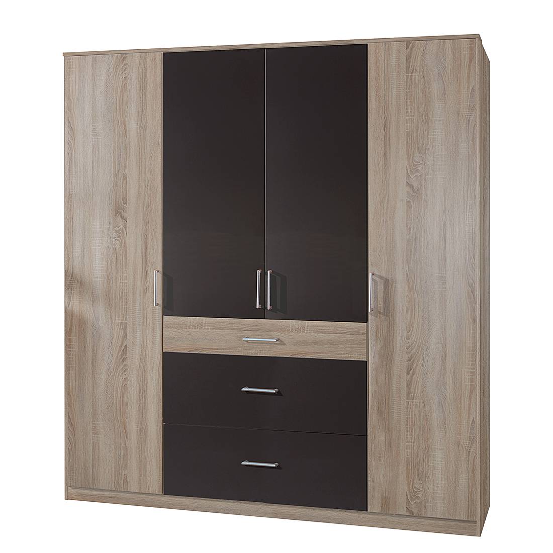 goedkoop Draaideurkast Click III Grof gezaagd eikenhouten look grafiet Zonder spiegeldeuren Wimex