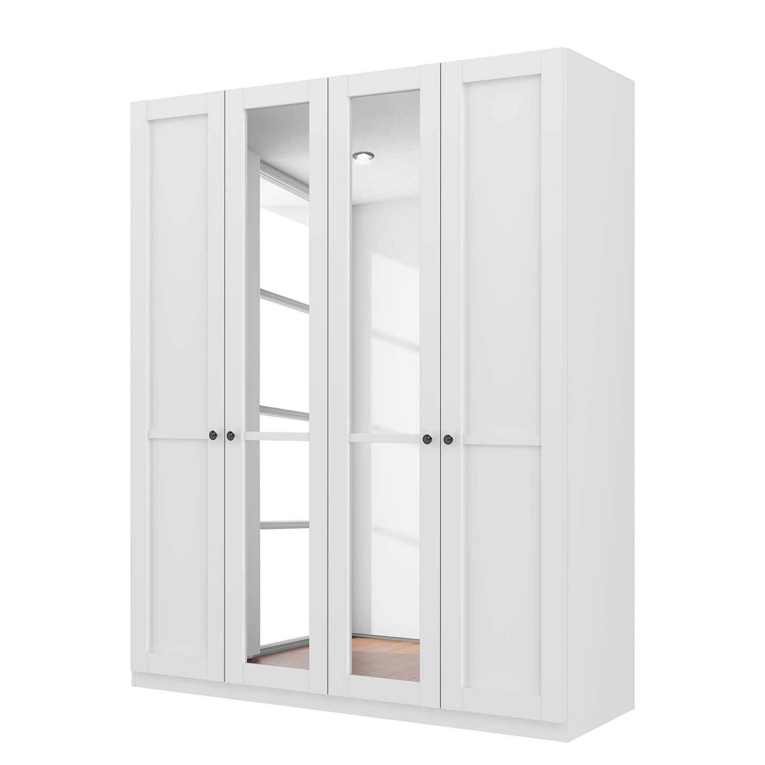 goedkoop Draaideurkast Skøp landelijk wit kristalspiegel 181cm 4 deurs 222cm Comfort Skop