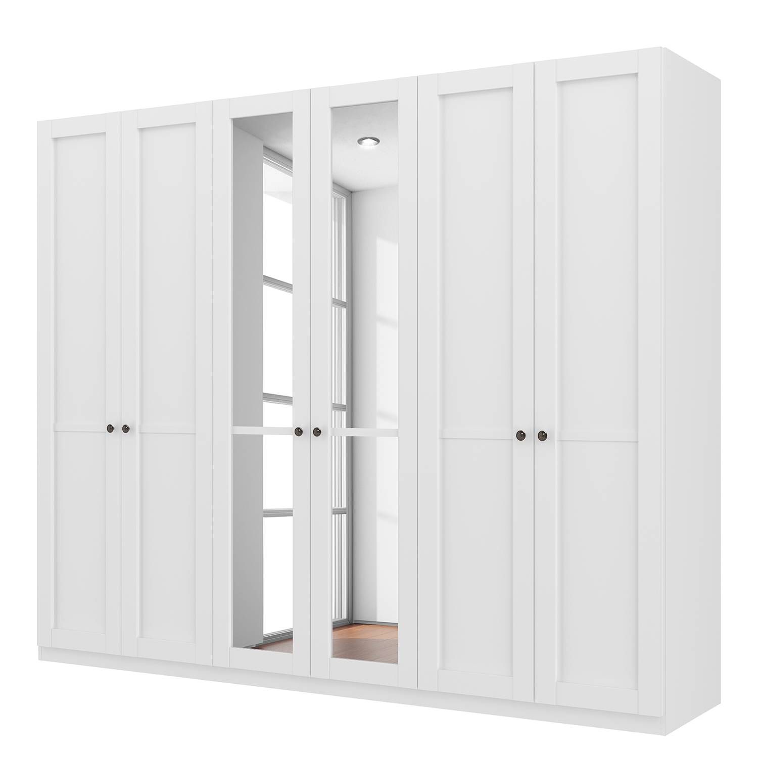 goedkoop Draaideurkast Skøp landelijk wit kristalspiegel 270cm 6 deurs 222cm Premium Skop