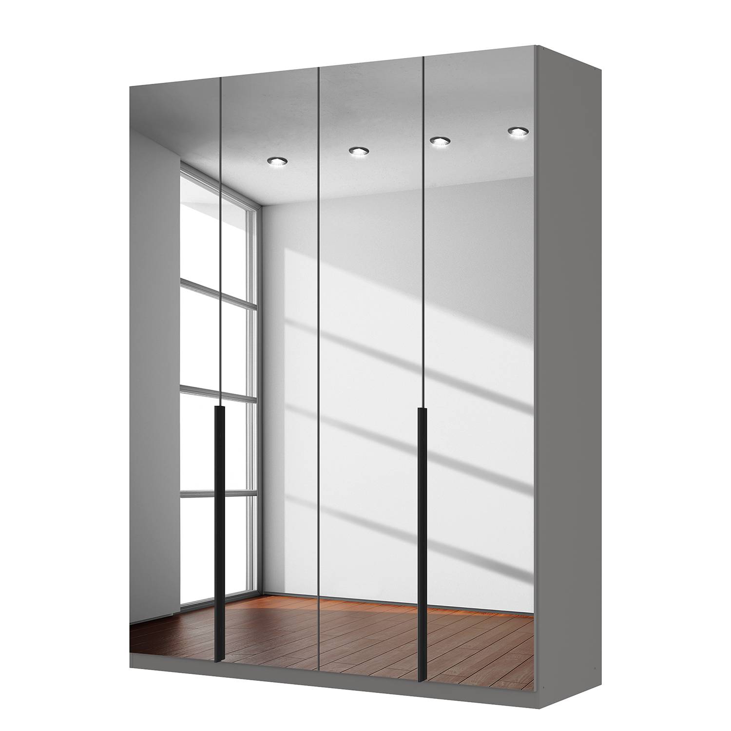 goedkoop Draaideurkast Skøp donker spiegelglas 181cm 4 deurs 236cm Basic Skop