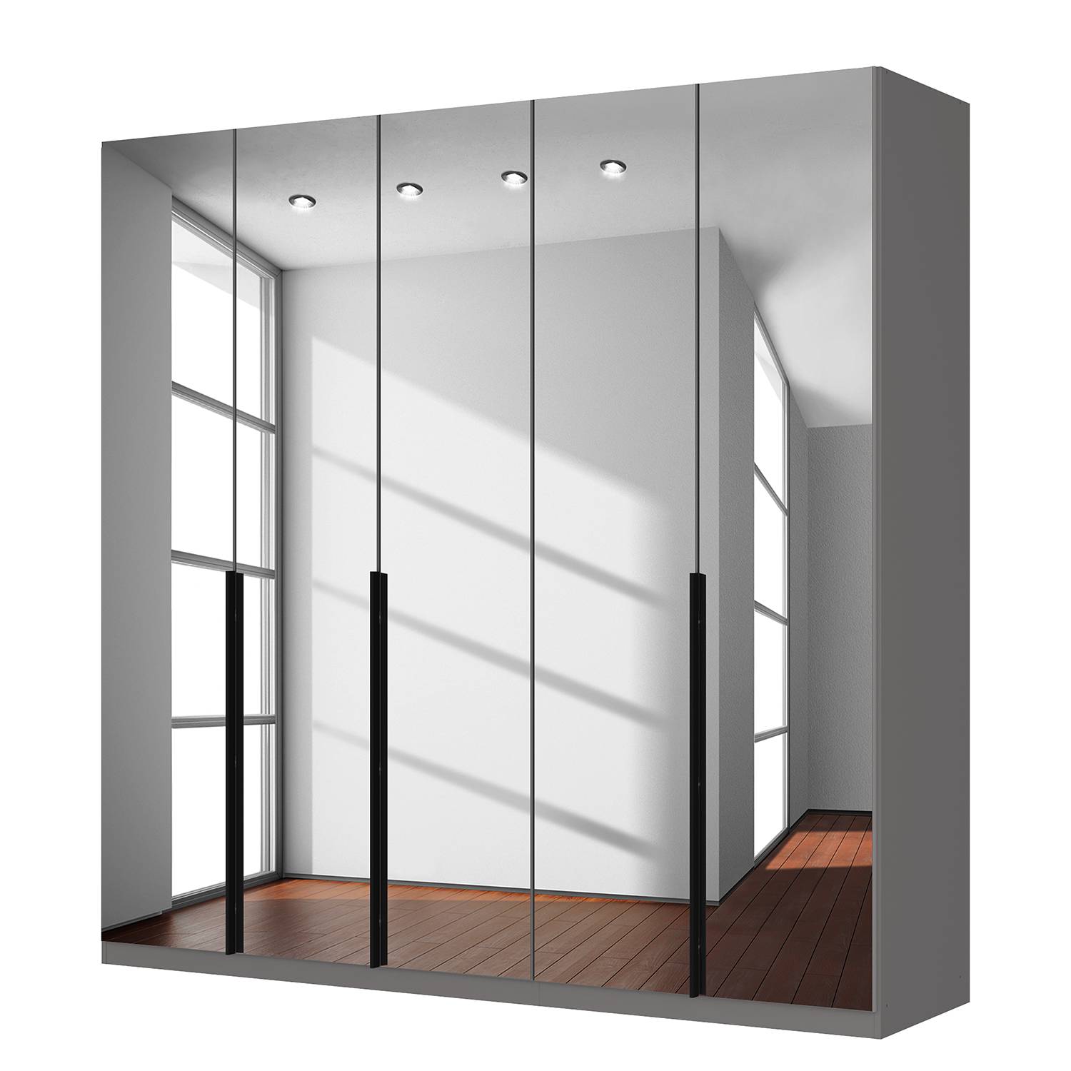 goedkoop Draaideurkast Skøp donker spiegelglas 225cm 5 deurs 222cm Comfort Skop