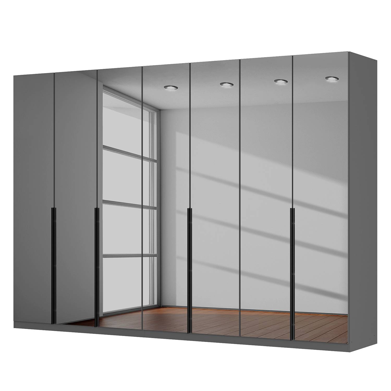 goedkoop Draaideurkast Skøp donker spiegelglas 315cm 7 deurs 222cm Classic Skop