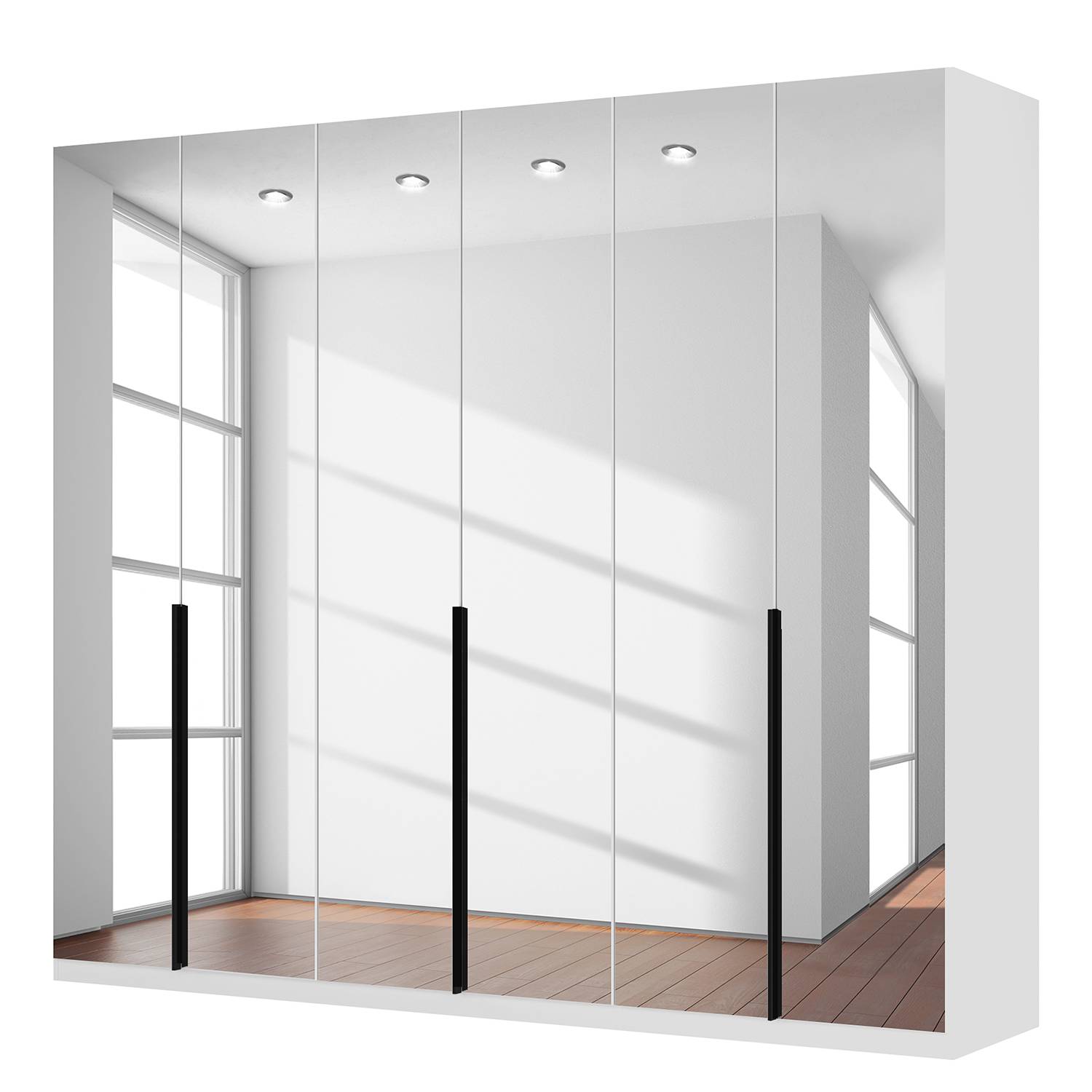 goedkoop Draaideurkast Skøp I alpinewit kristalspiegel 270cm 6 deurs 236cm Premium Skop