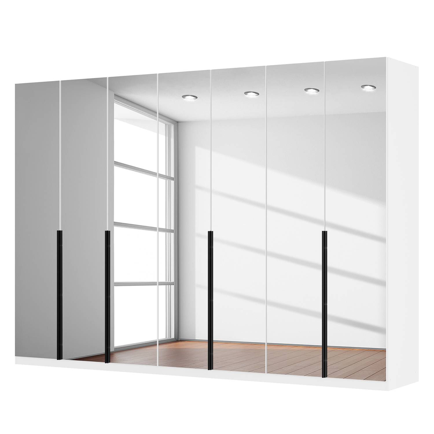 goedkoop Draaideurkast Skøp I alpinewit kristalspiegel 315cm 7 deurs 222cm Basic Skop