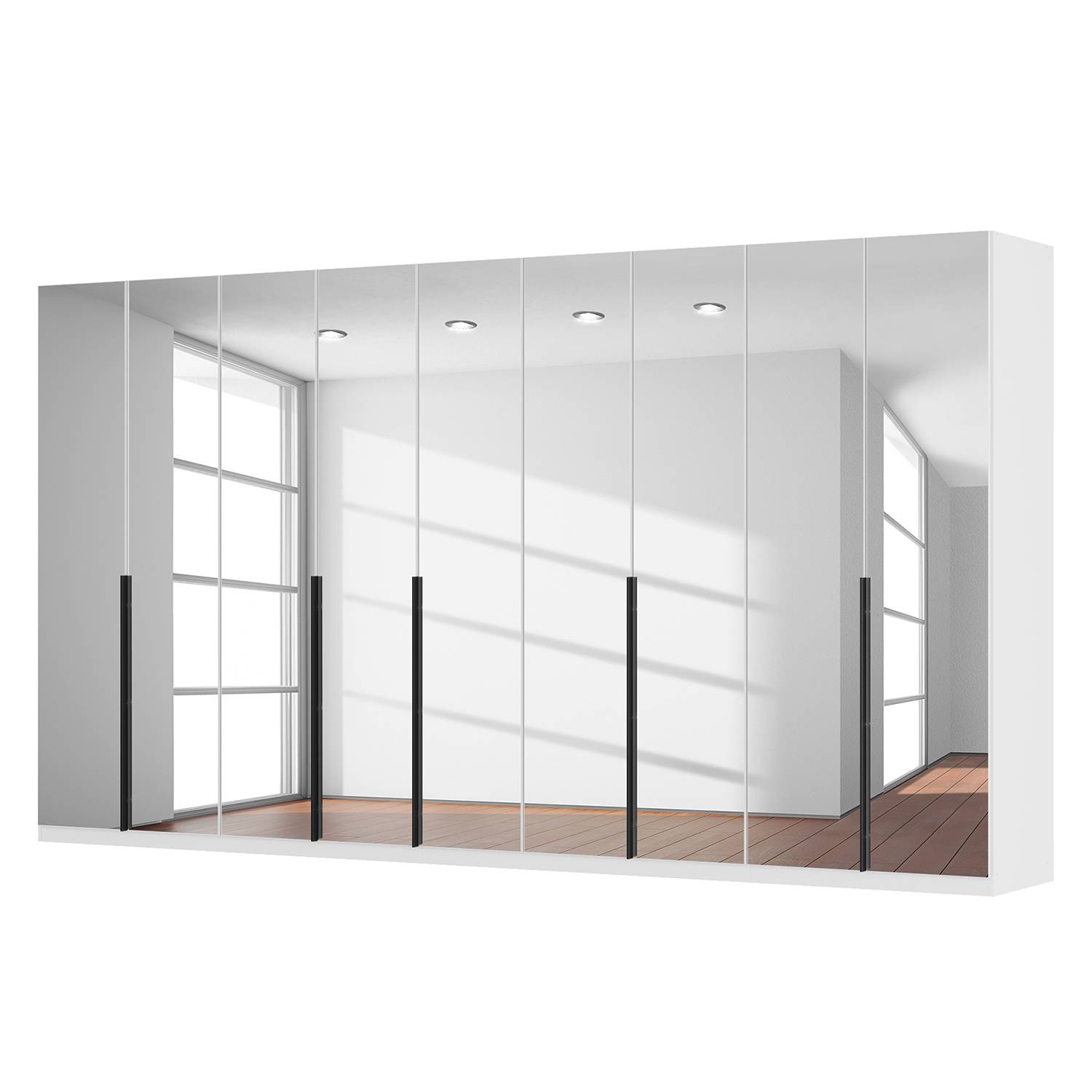 goedkoop Draaideurkast Skøp I alpinewit kristalspiegel 405cm 9 deurs 222cm Classic Skop