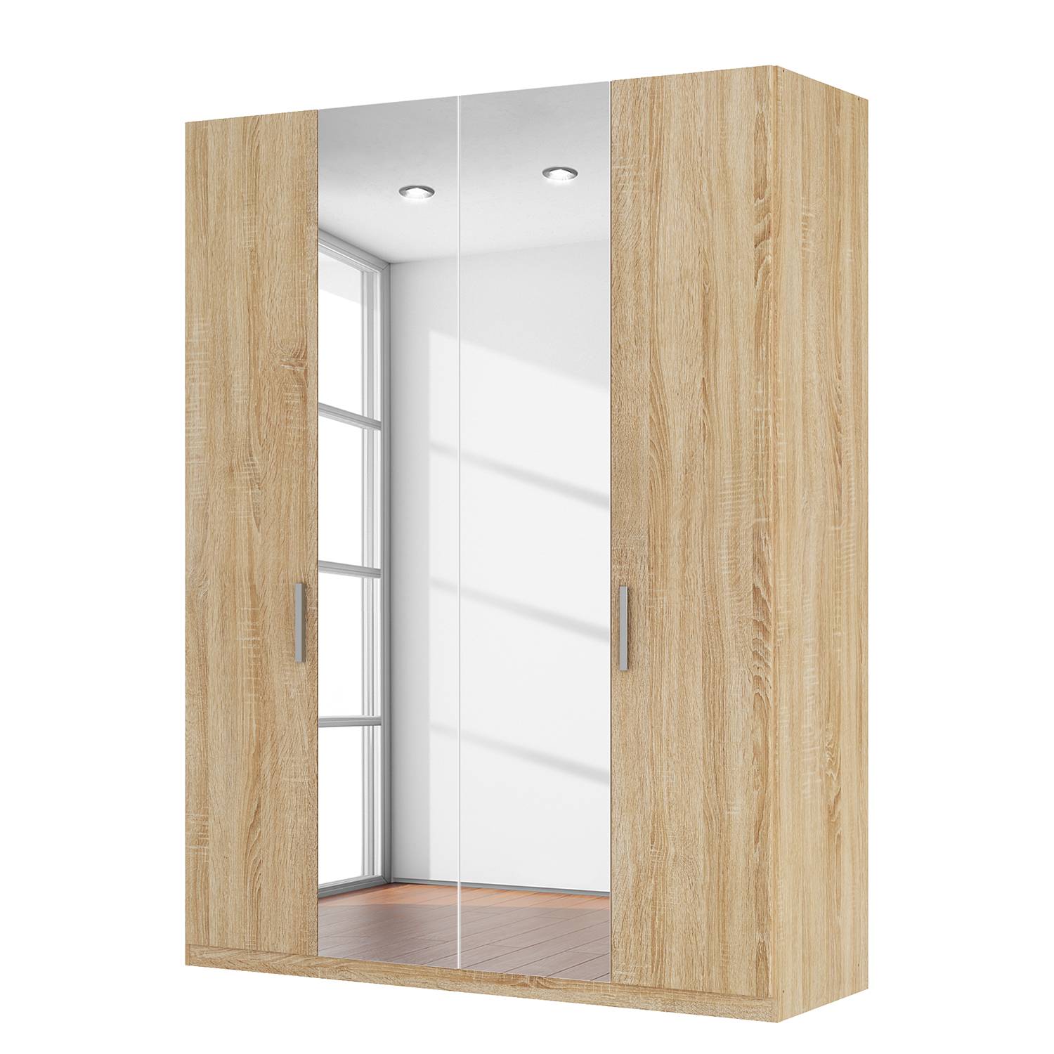 goedkoop Draaideurkast Skøp I Sonoma eikenhouten look kristalspiegel 181cm 4 deurs 236cm Classic Skop
