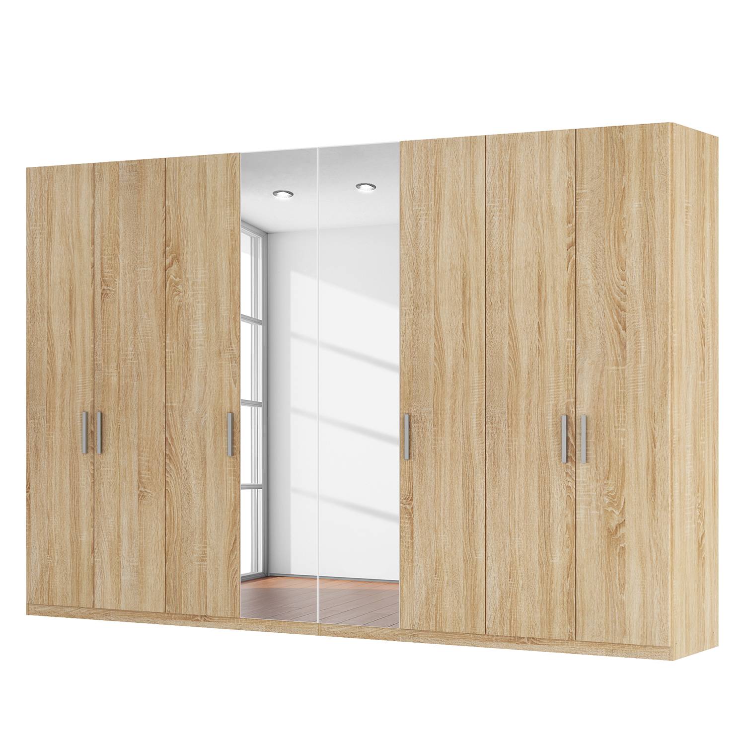 goedkoop Draaideurkast Skøp I Sonoma eikenhouten look kristalspiegel 360cm 8 deurs 236cm Comfort Skop