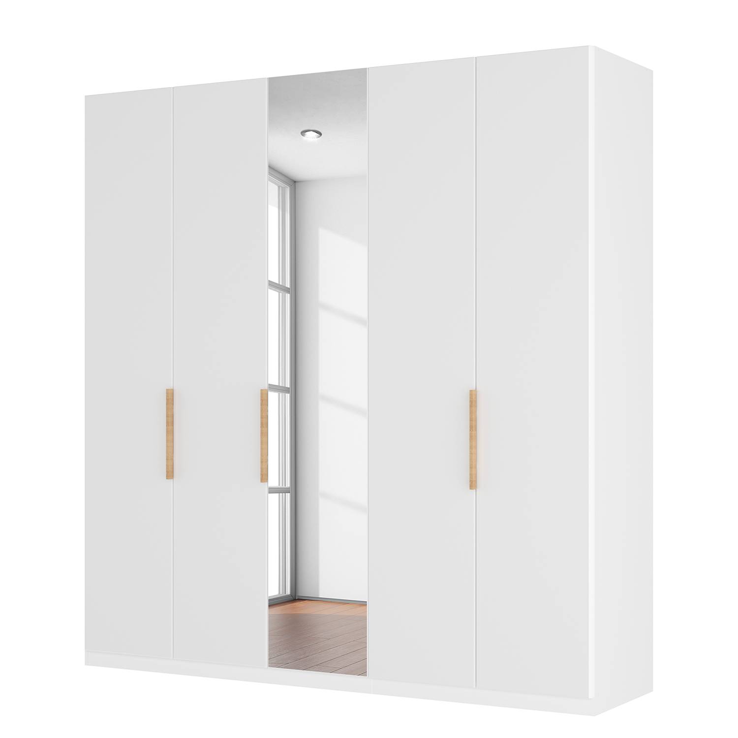 goedkoop Draaideurkast Skøp I hoogglans wit kristalspiegel 225cm 5 deurs 222cm Classic Skop